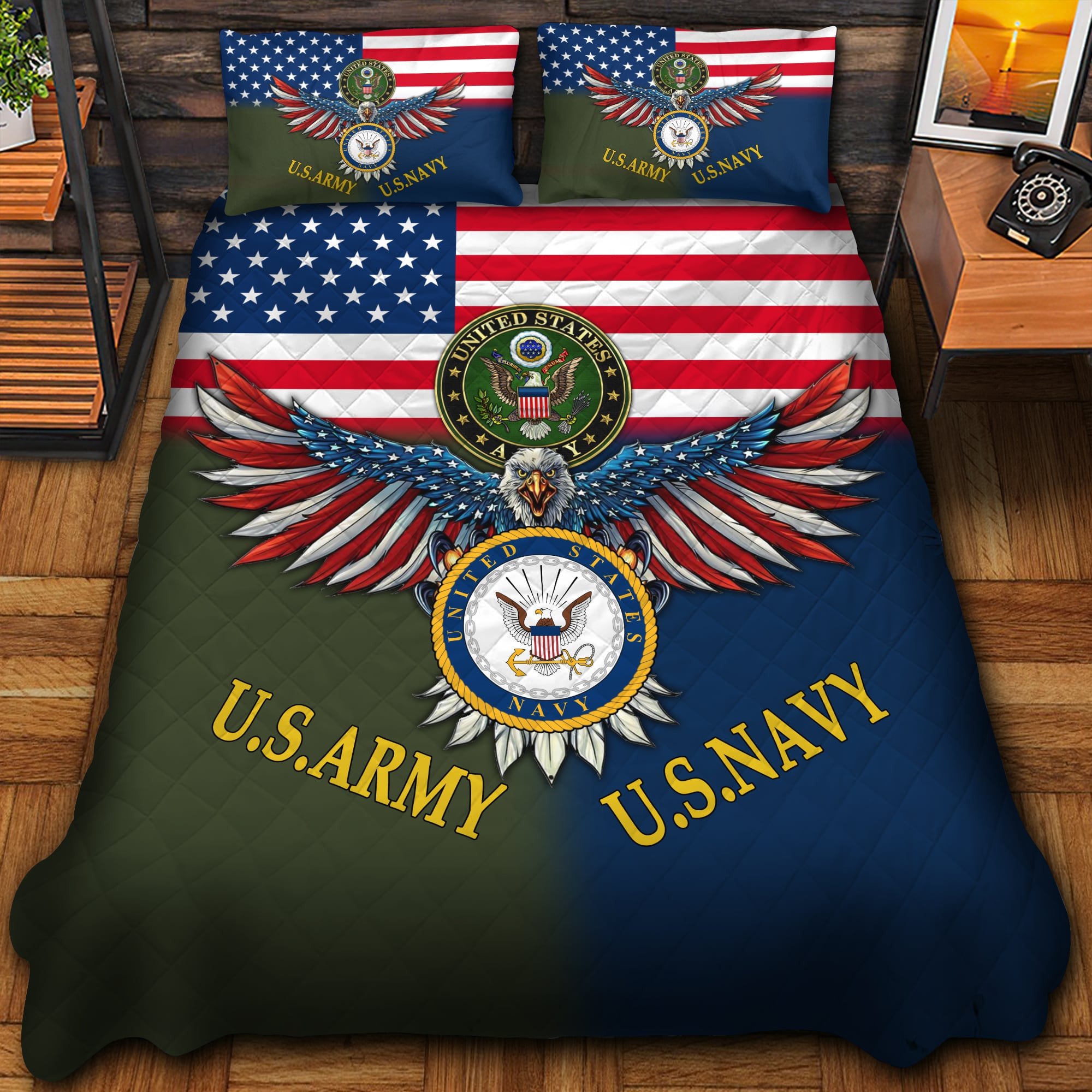 Premium US Army US Navy Bedding Set APVC251010