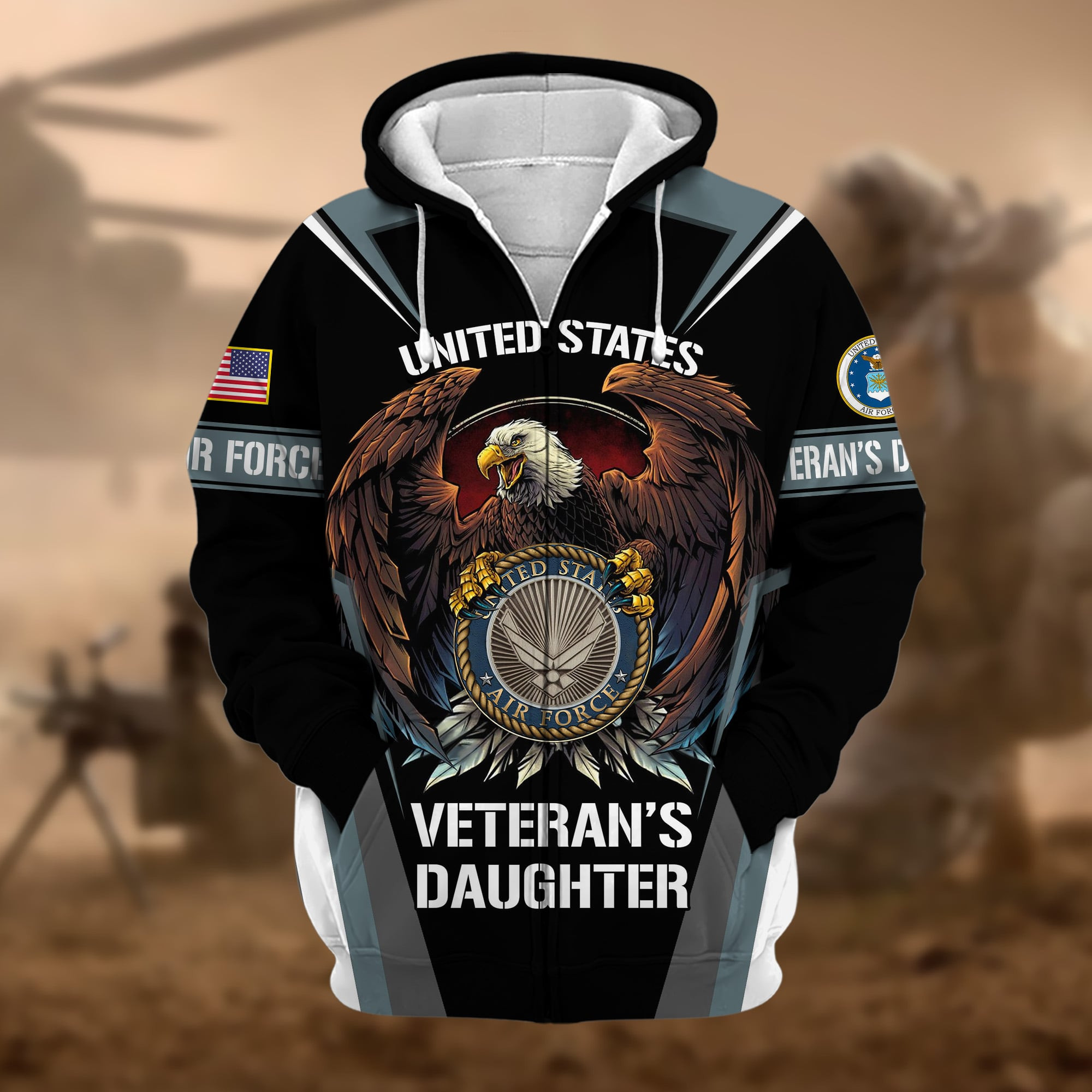 Premium US Veteran’s Daughter Zip Up Hoodie APVC011112