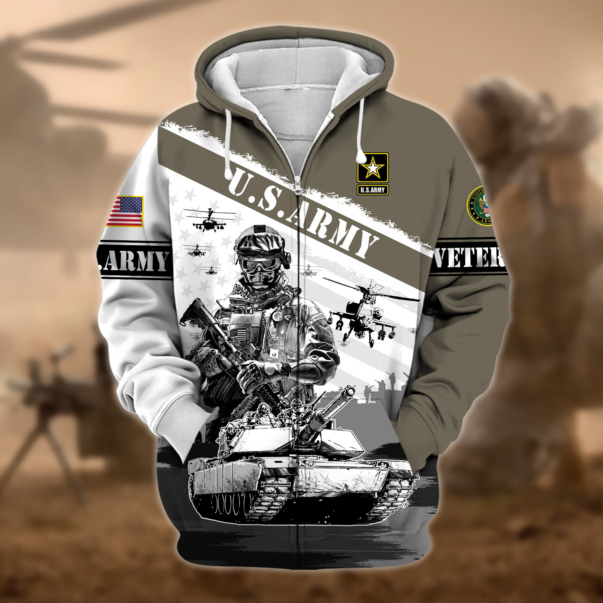 Premium Honoring All Who Served US Veteran Zip Up Hoodie APVC031102