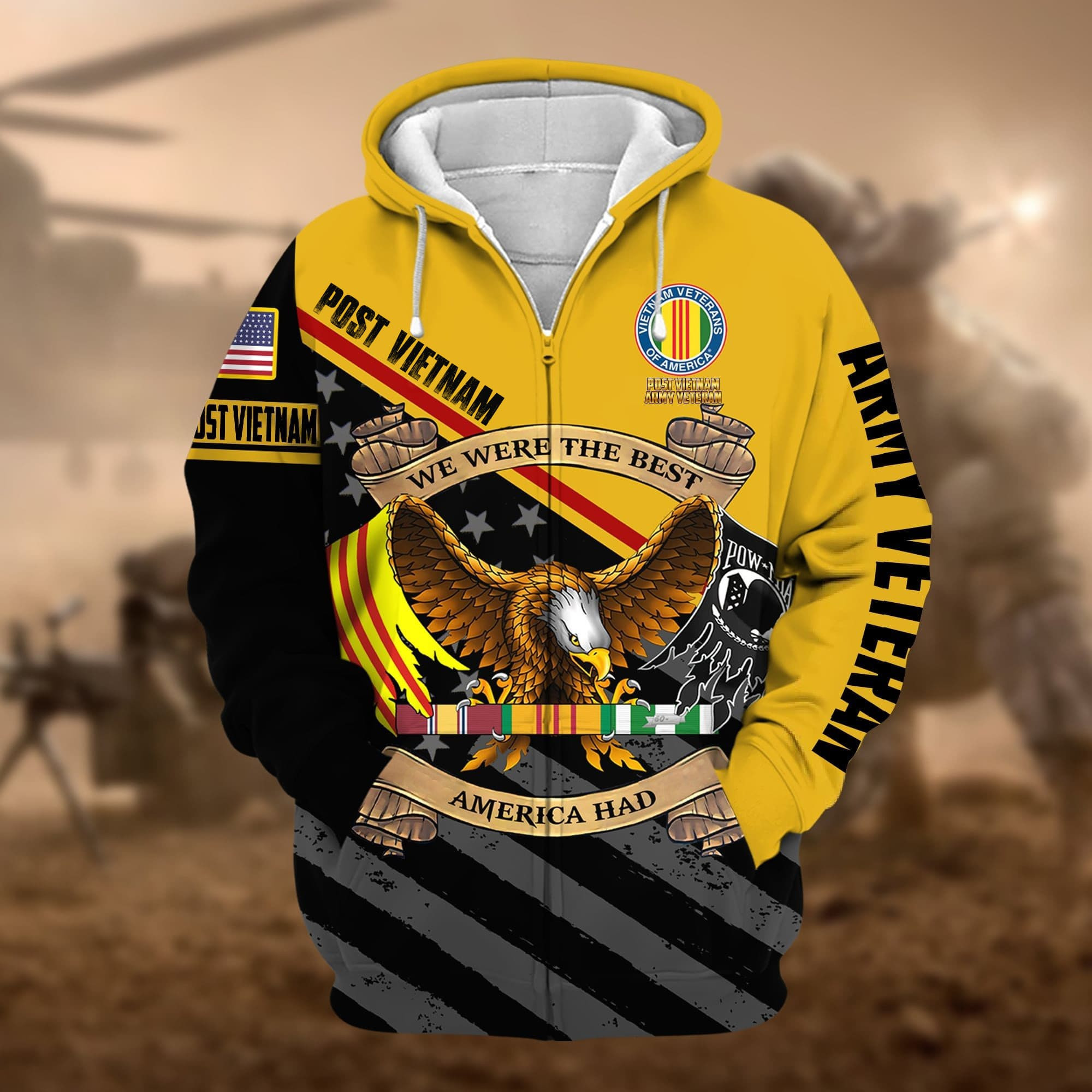 Premium Post Vietnam Army Veteran Zip Up Hoodie APVC220912