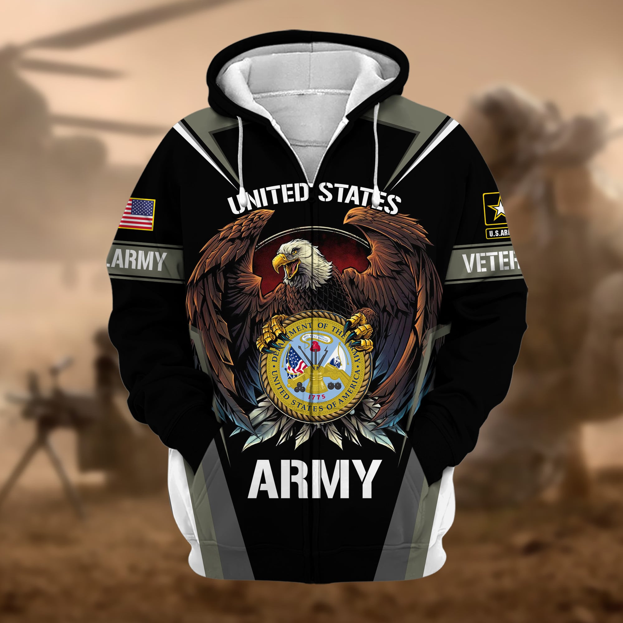 Premium US Army Zip Up Hoodie APVC071113
