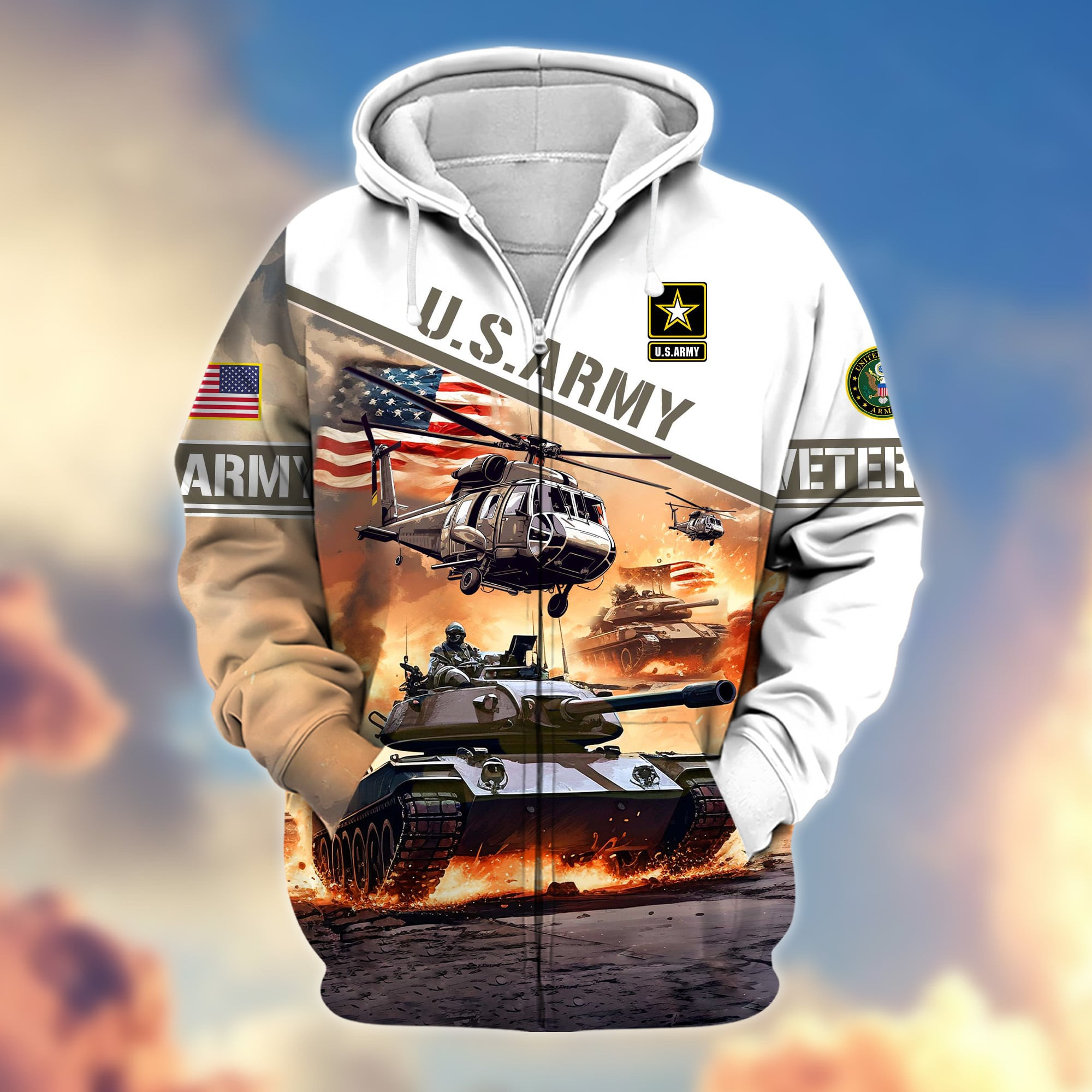 Premium Proudly Served US Veteran Zip Up Hoodie APVC081101