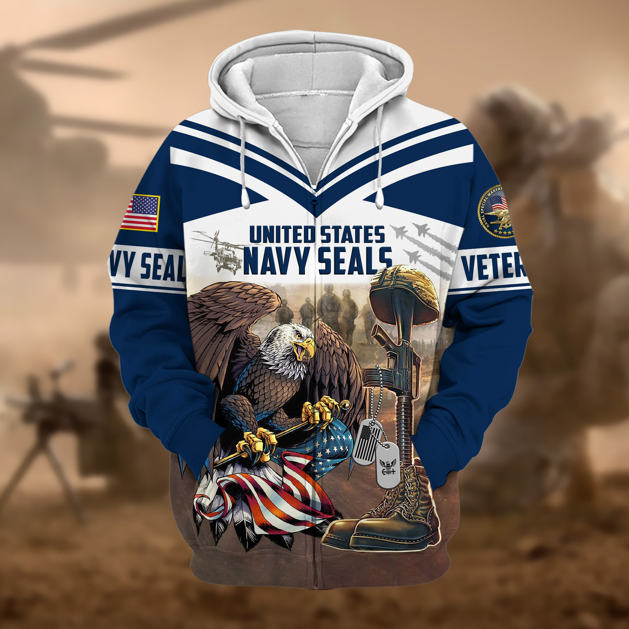 Premium US Navy Seals Veteran Zip Up Hoodie APVC021212