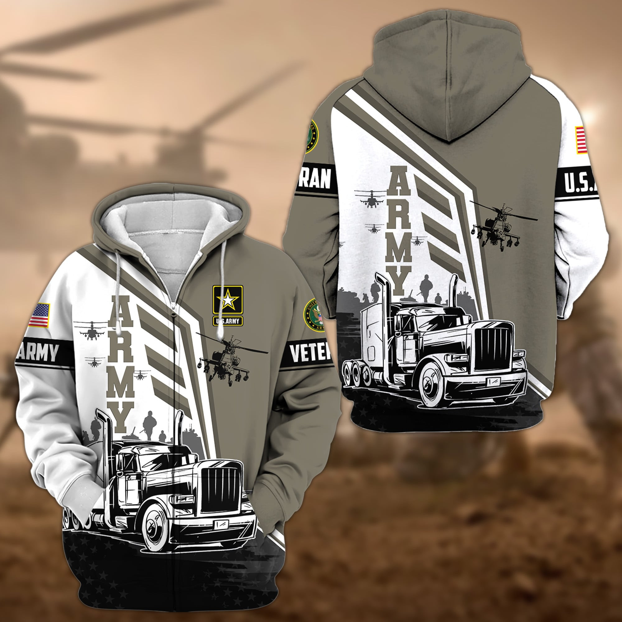 Premium US Army Zip Up Hoodie APVC090110