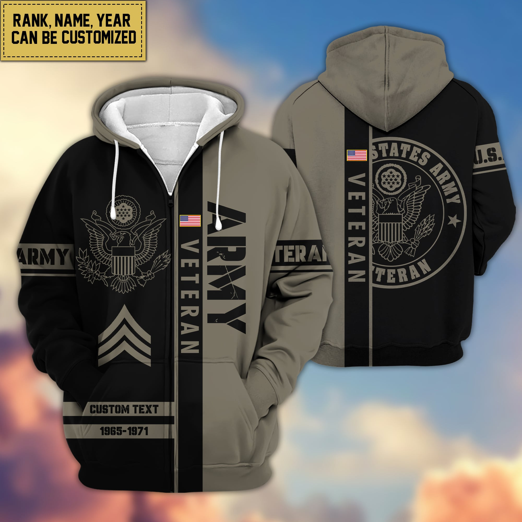 Premium Personalized Proudly Served US Veteran Zip Up Hoodie APVC141201