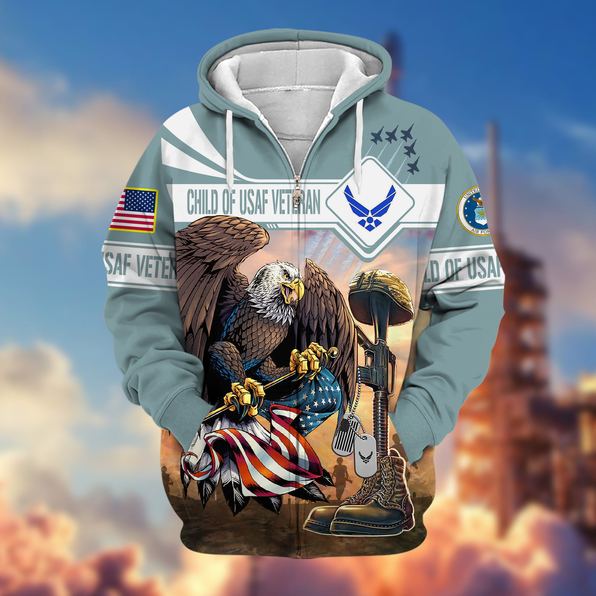 Premium Child Of USAF Veteran Zip Up Hoodie APVC120110
