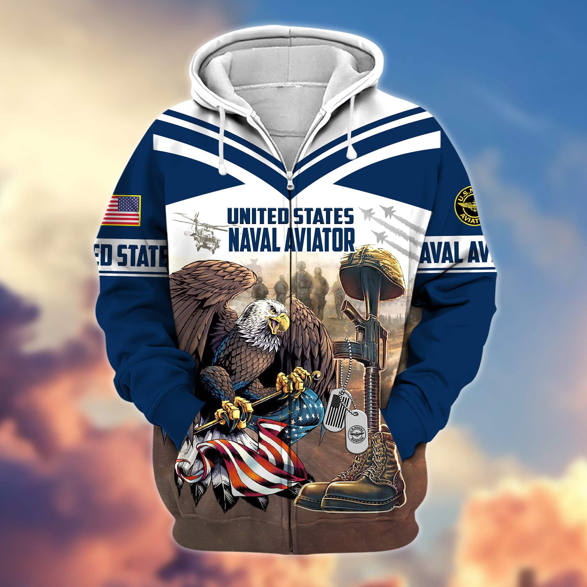 Premium United States Naval Aviator Zip Up Hoodie APVC200110
