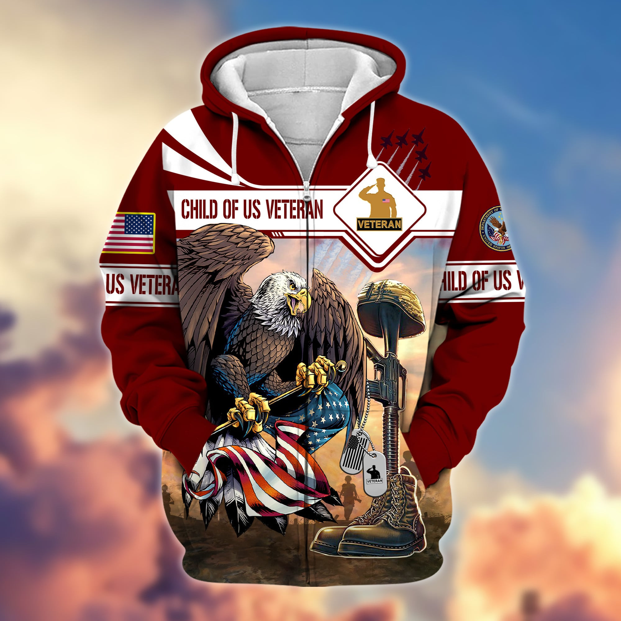 Premium Child Of US Veteran Zip Up Hoodie 260110