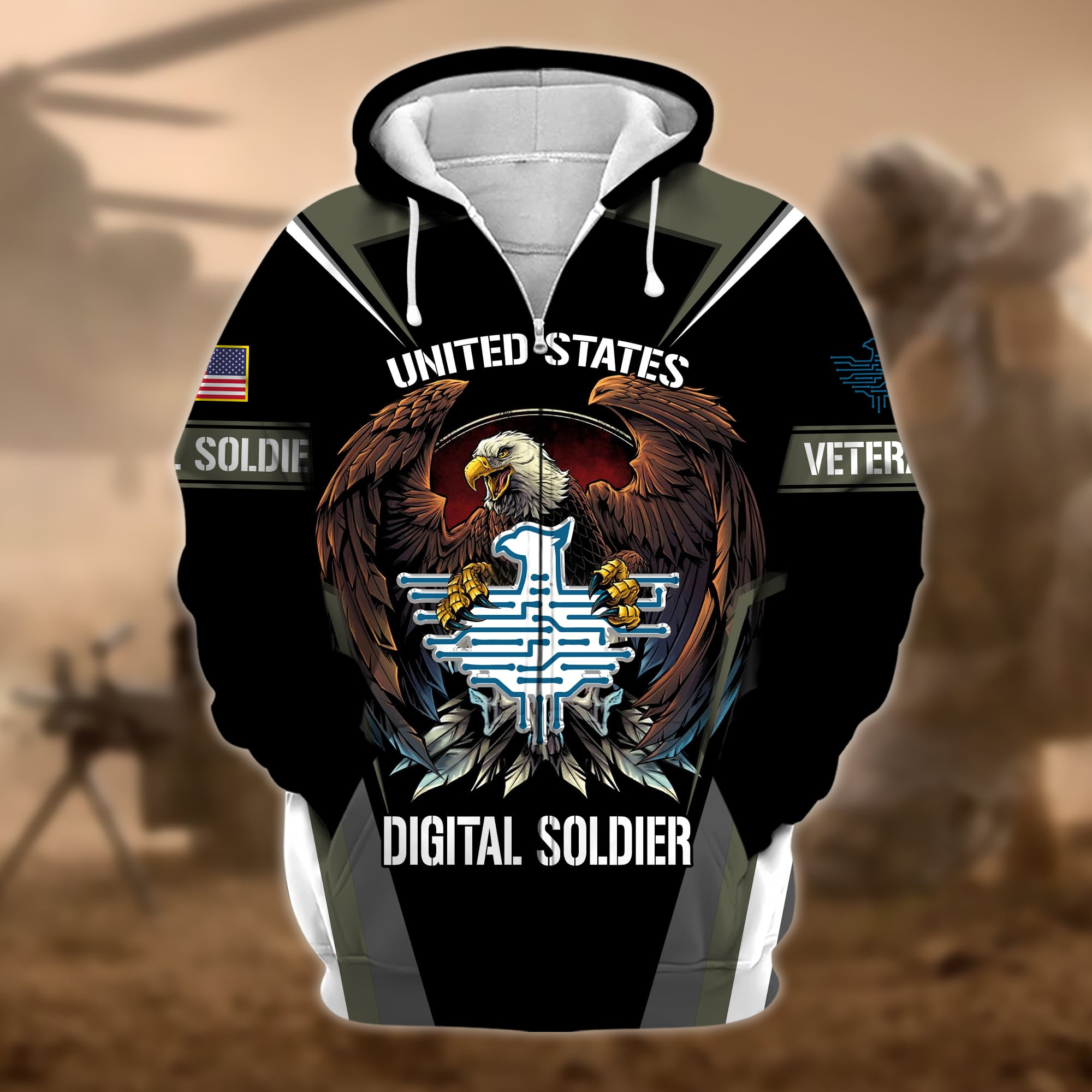 Premium Digital Soldier US Veterans Zip Up Hoodie APVC050210