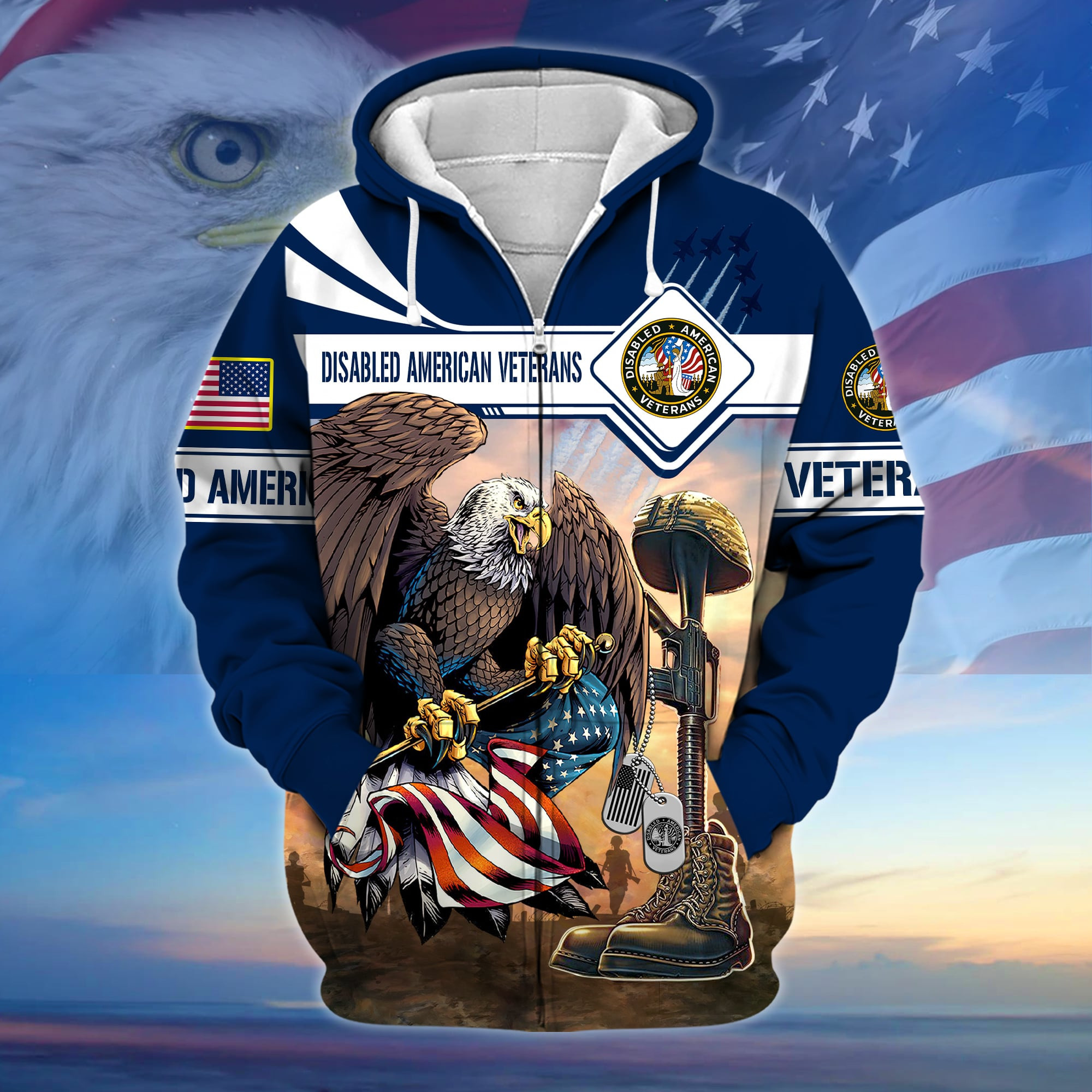 Premium Disabled American Veterans Zip Up Hoodie APVC190210