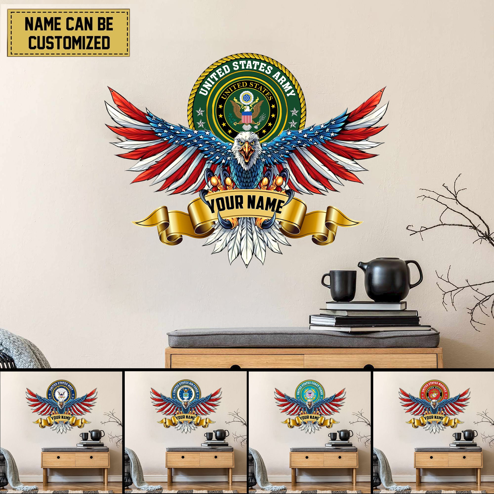Premium Personalized US Veterans Cut Metal Sign APVC280202