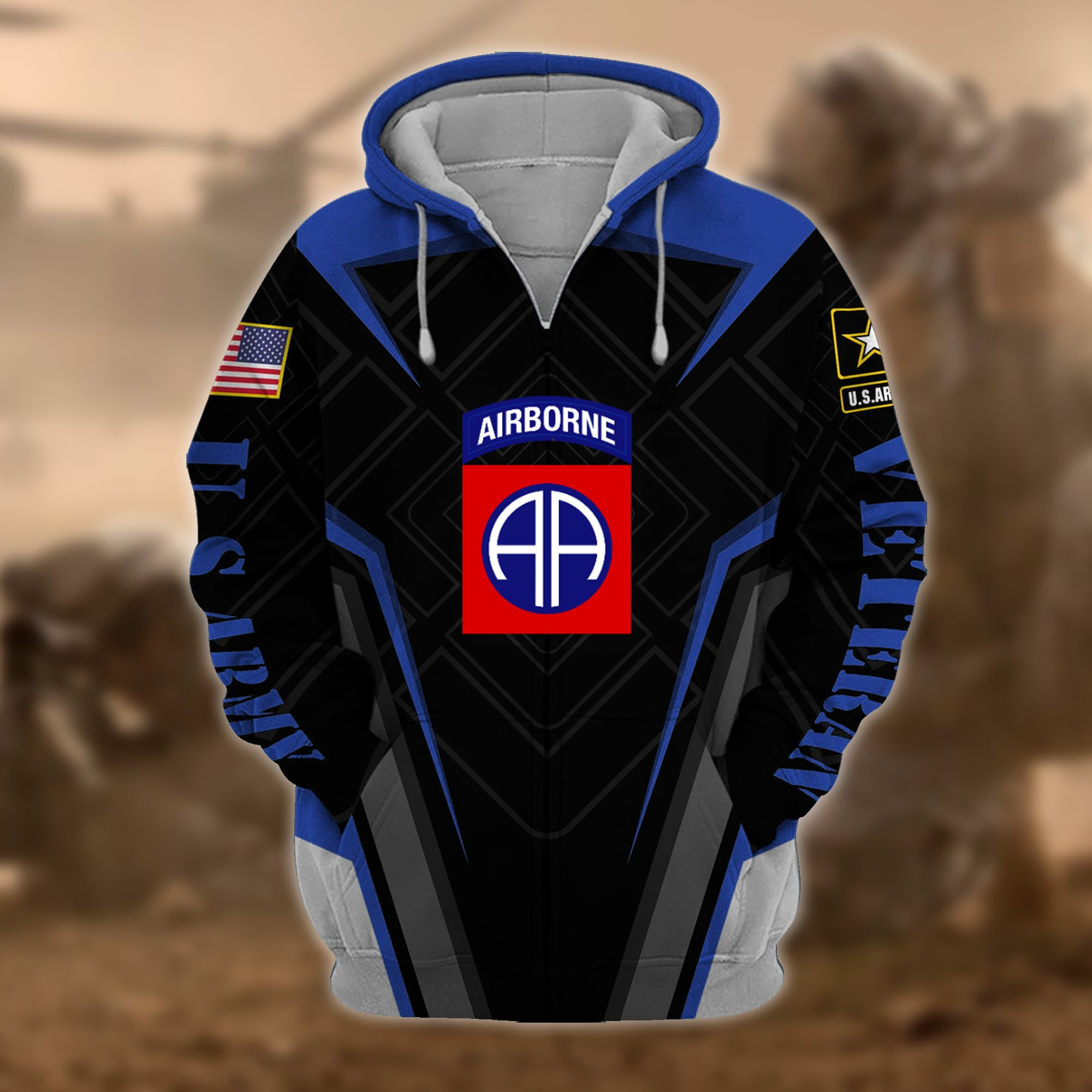 Premium US Army Veterans Zip Up Hoodie APVC120310