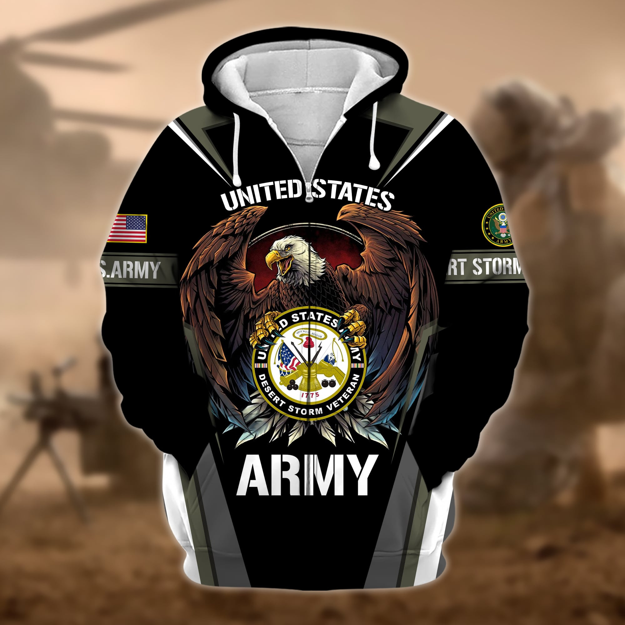 Premium Desert Storm US Veterans Zip Up Hoodie APVC160310