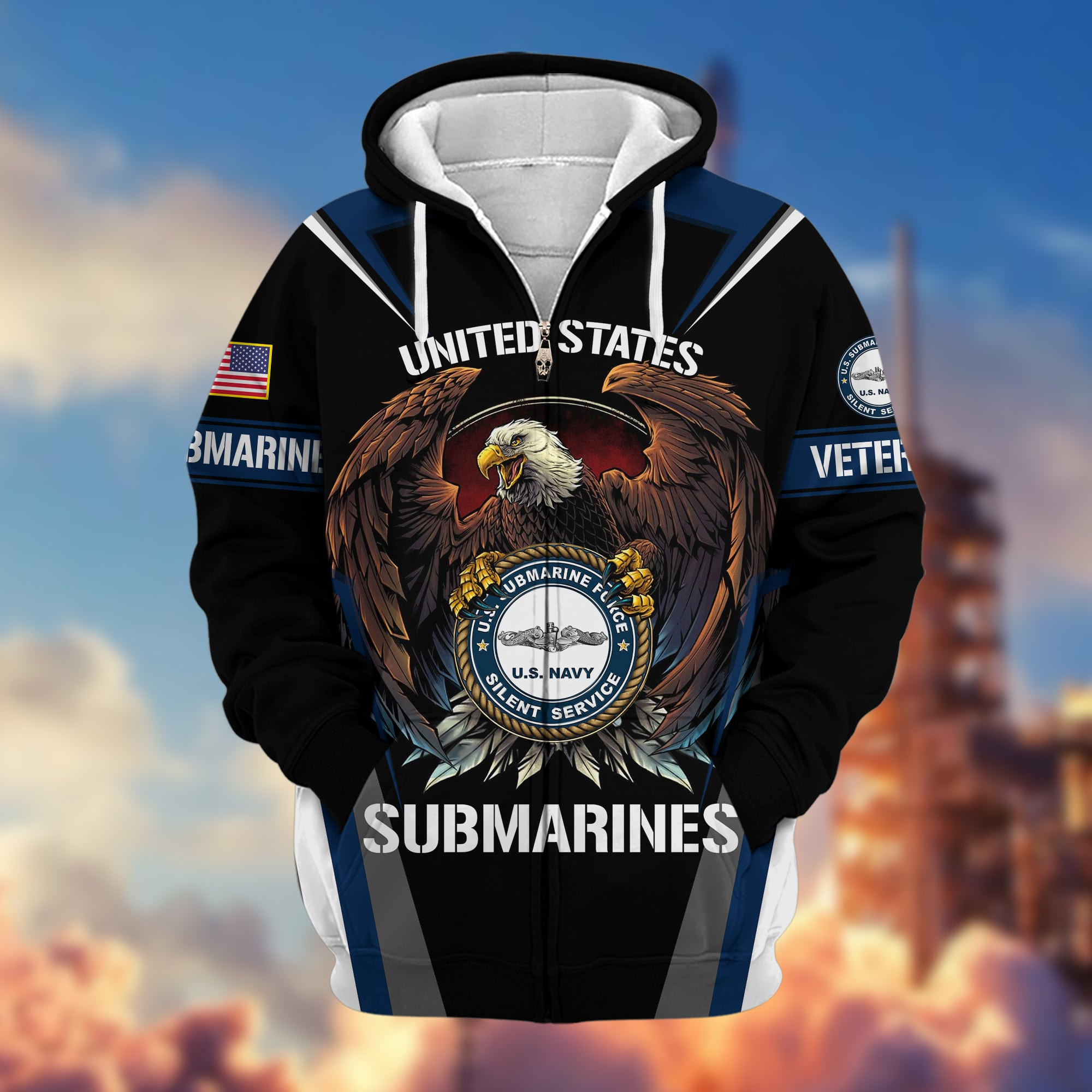Premium Submarines US Veterans Zip Up Hoodie APVC180310