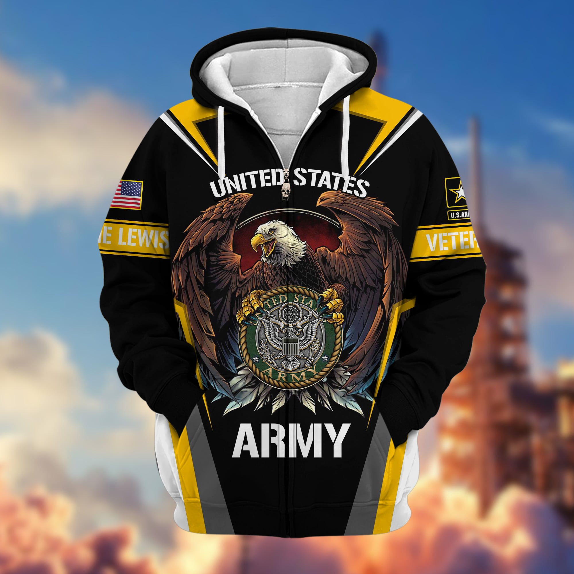 Premium US Army Veterans Zip Up Hoodie APVC250310