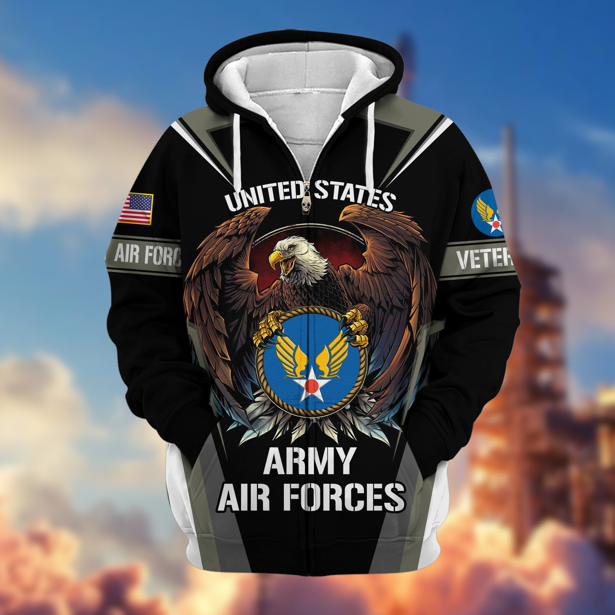 Premium United States Army Air Forces Veterans Zip Up Hoodie APVC010410