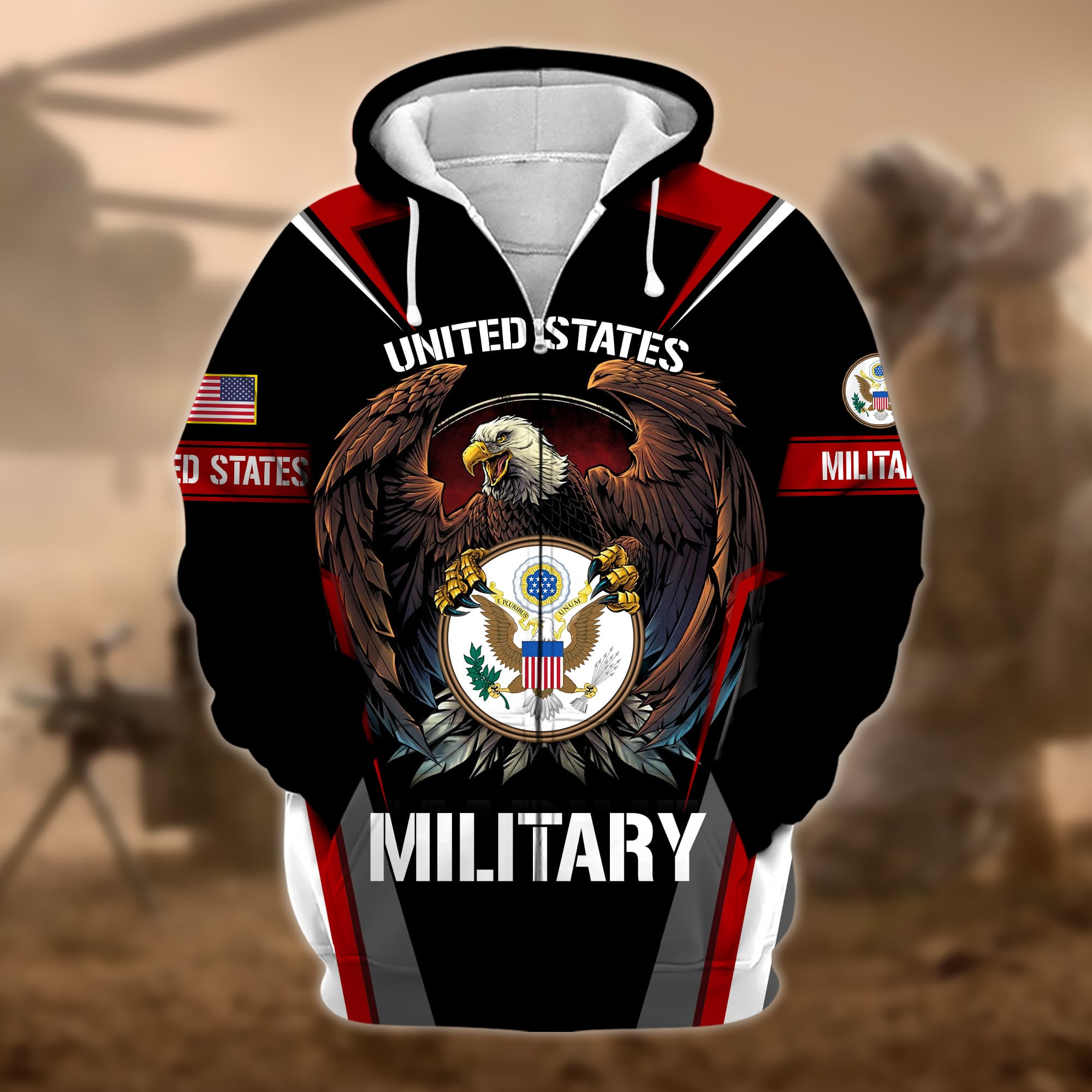 Premium United States Military Zip Up Hoodie APVC160411