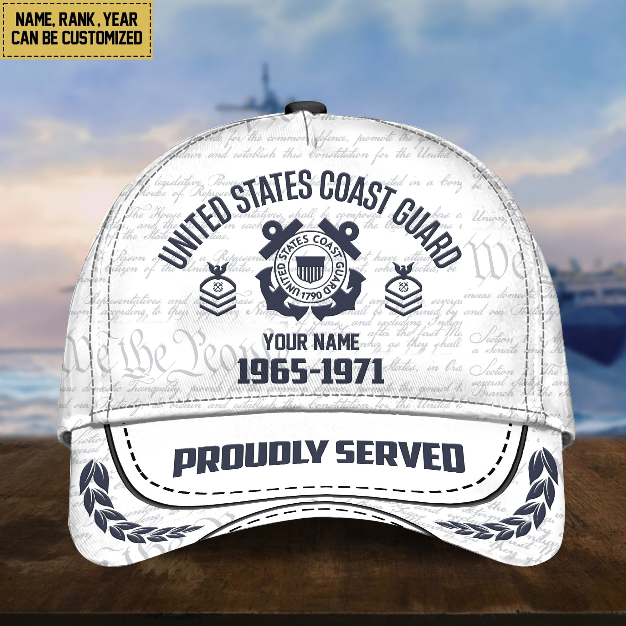US Coast Guard Classic Baseball Cap, Custom Name, Custom Rank And Years Of Service, Gift For USCG Veteran, Gift For US Veterans VPVC000105