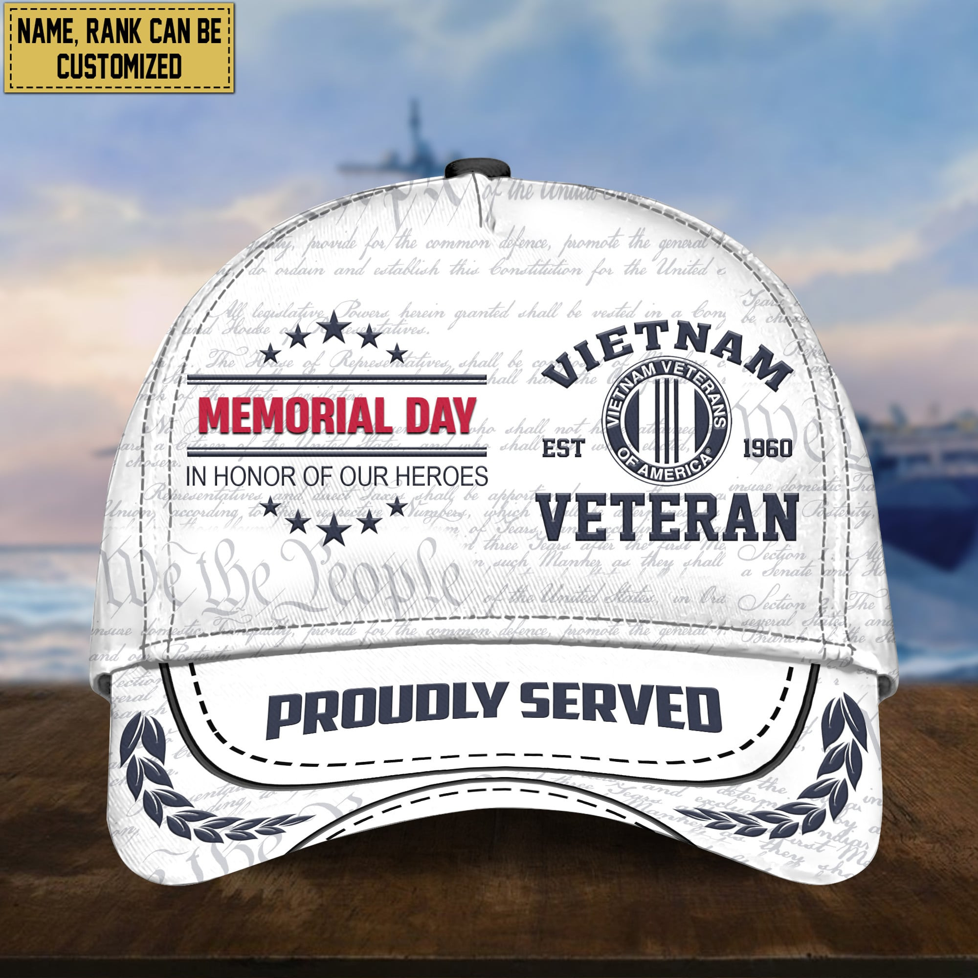 Vietnam Veteran Custom Rank, Name Cap, Gift For Veterans Day, Father’s Day, Memorial Day VPVC000306