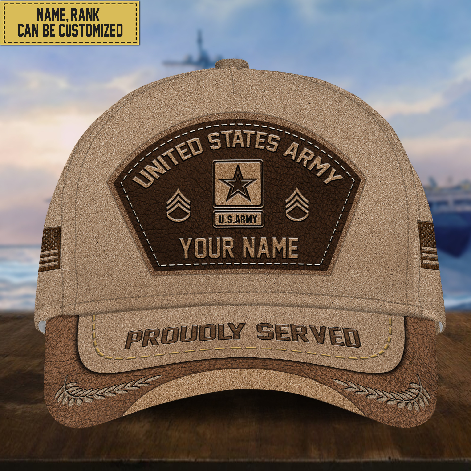 Customized US Army Veteran Hat – Personalized Name, Rank Gift For Veteran VPVC000901