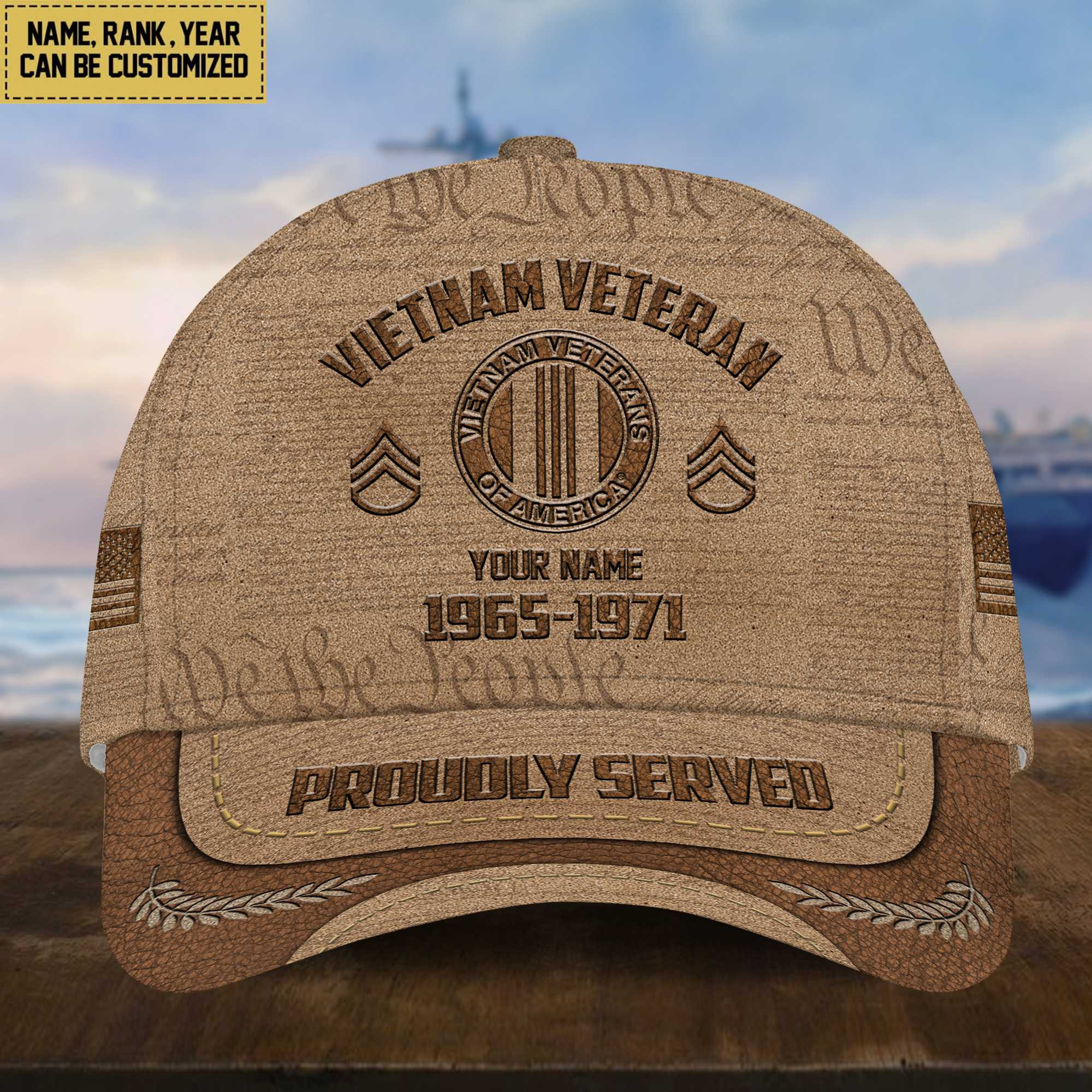 Vietnam Veteran Cap, Custom Name, Rank, Years Of Service Gift For Veterans Day, Father’s Day, Memorial Day VPVC000706