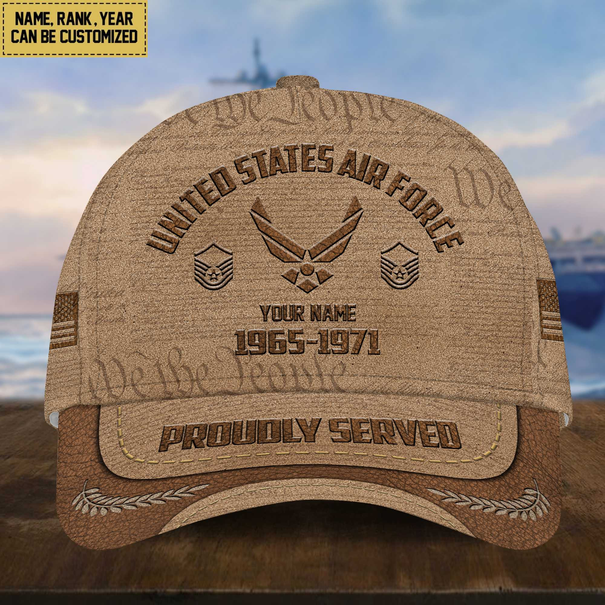 USAF Veteran Cap, Custom Name, Rank, Years Of Service Gift For Veterans Day, Father’s Day, Memorial Day VPVC000704
