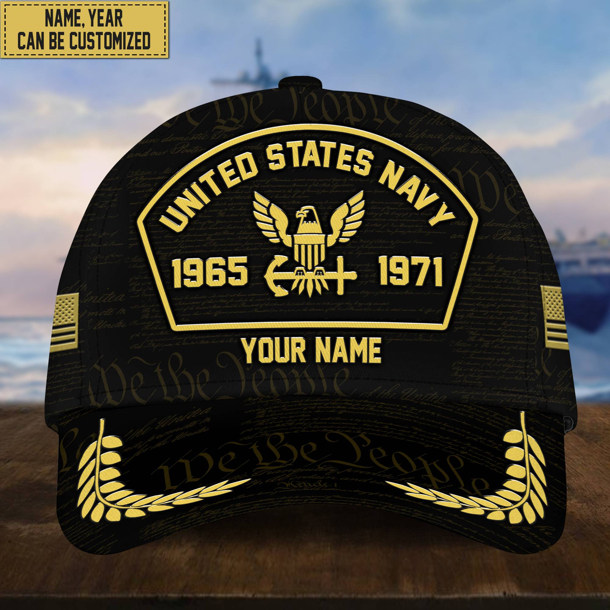 Customized US Navy Veteran Hat – 3D Cap Personalized With Name, Years Of Service Military VPVC000602