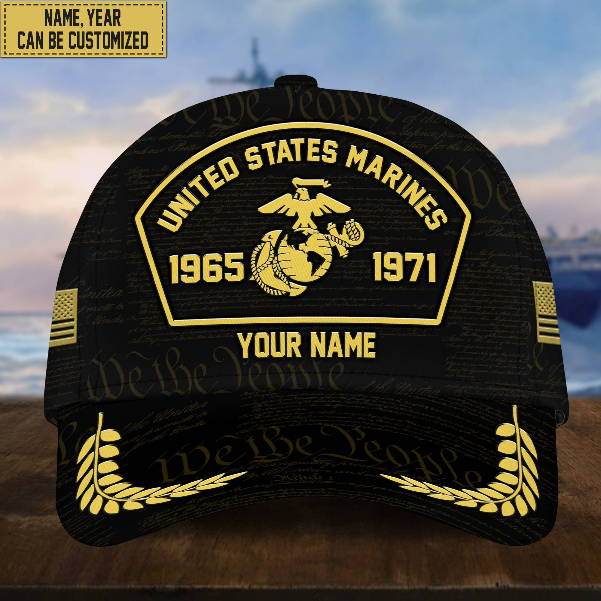 Customized US Marines Veteran Hat – 3D Cap Personalized With Name, Years Of Service Military VPVC000603