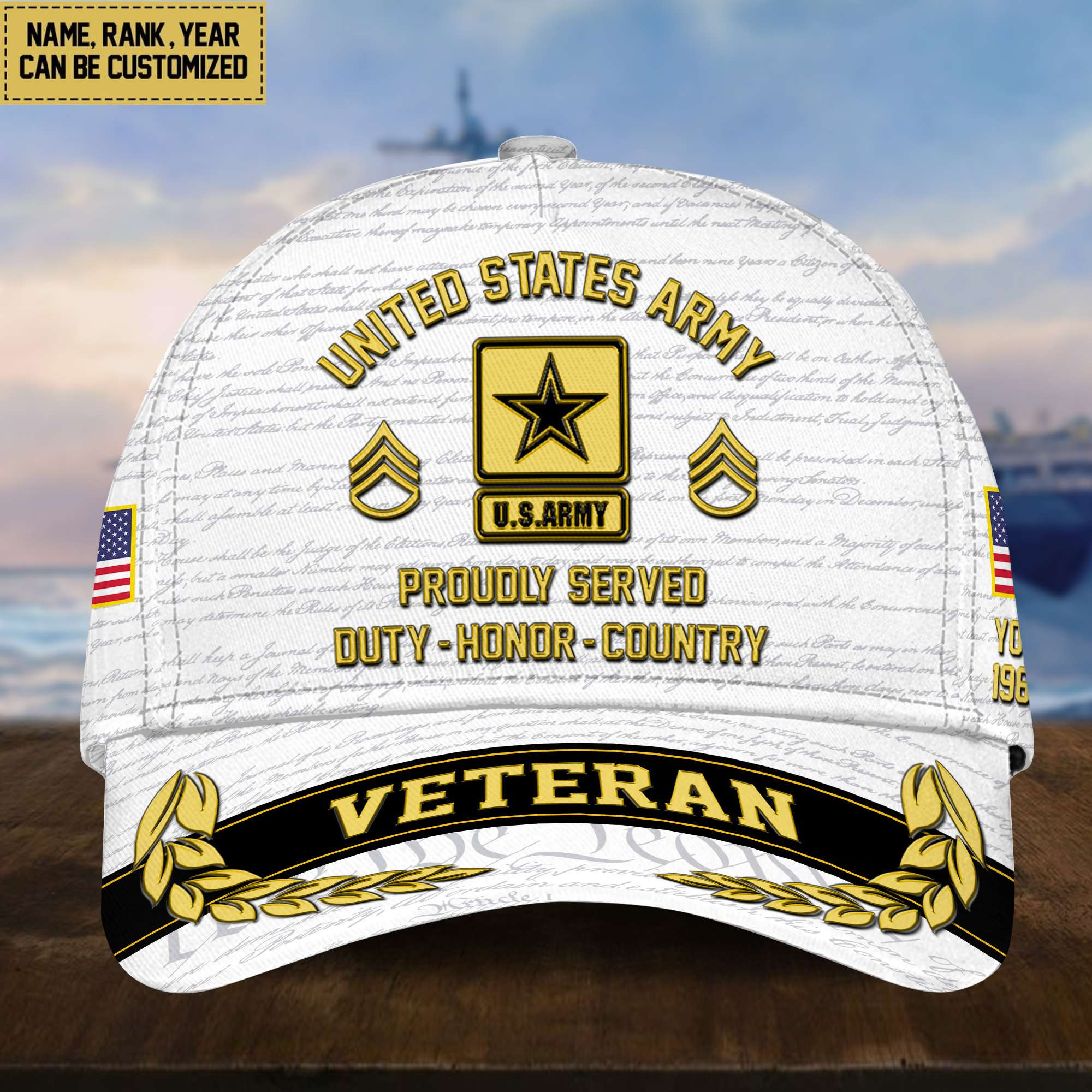 Customized US Army Veteran Hat – 3D Cap Personalized VPVC001201