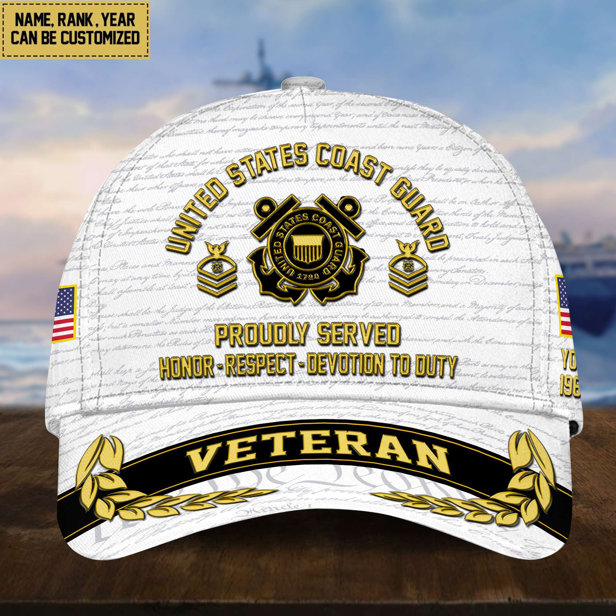 Customized USCG Veteran Hat – 3D Cap Personalized VPVC001205