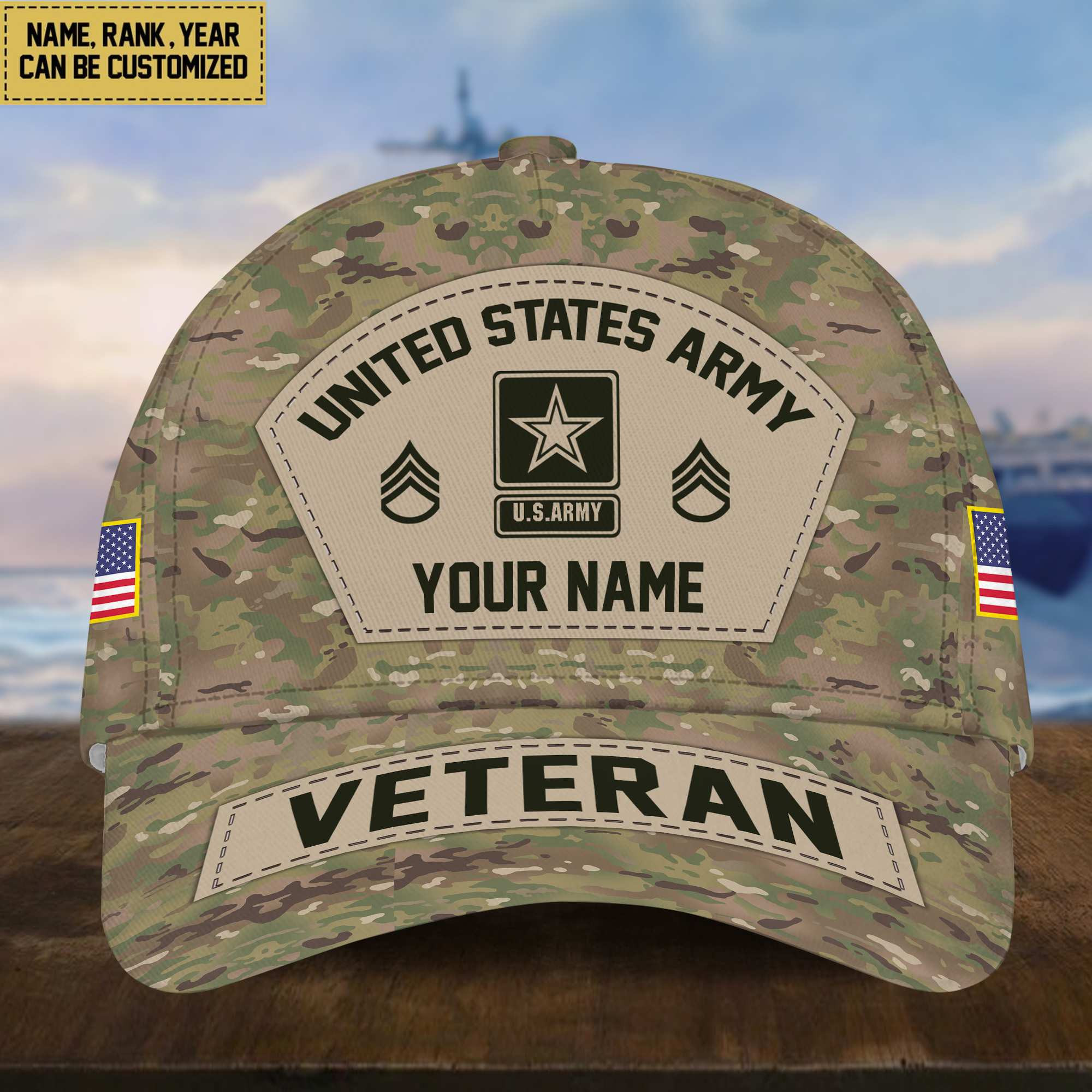 Personalized US Army Veteran Hat – Custom Military Rank Name And Cap Printing VPVC001301