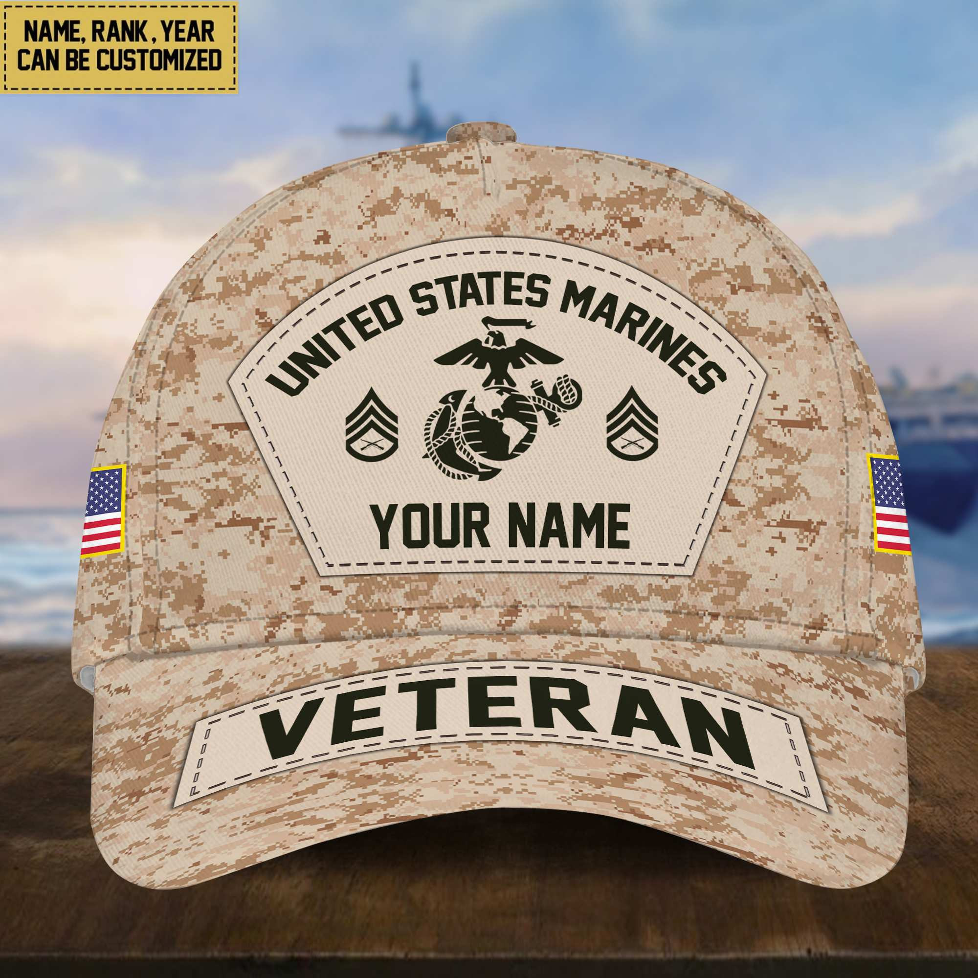 Personalized US Marines Veteran Hat – Custom Military Rank Name And Cap Printing VPVC001303