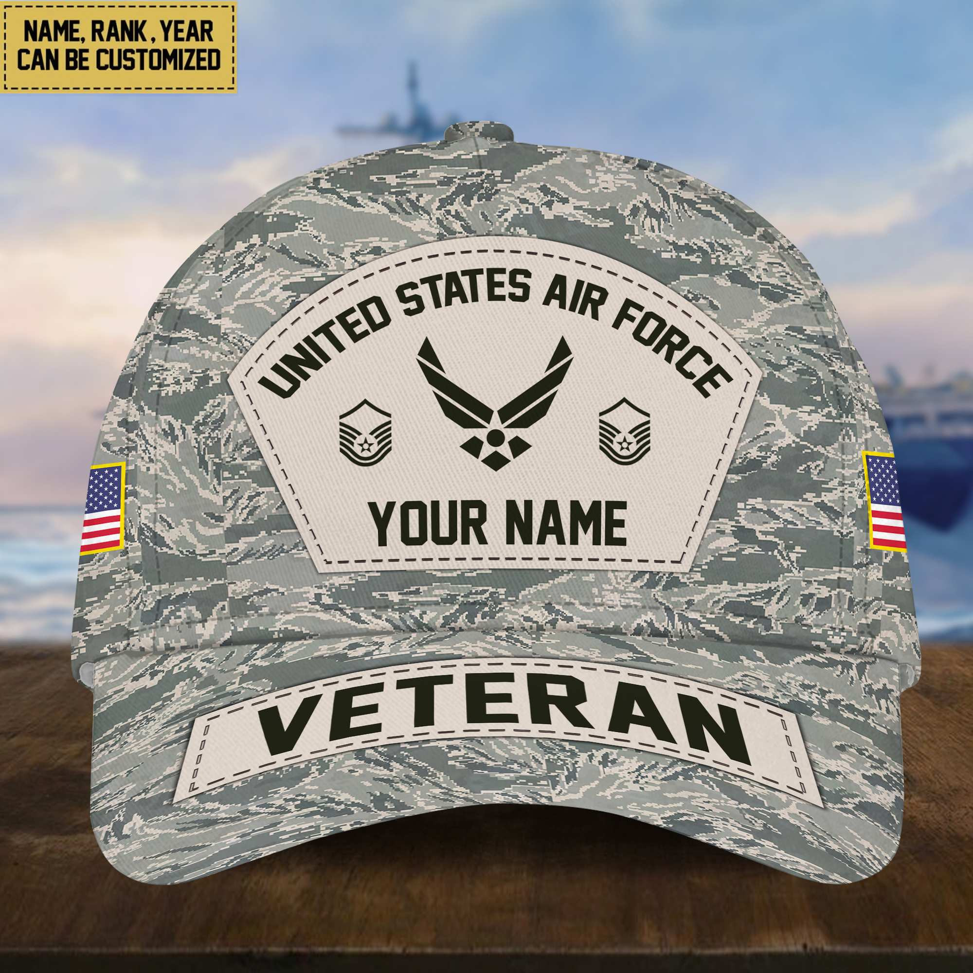 Personalized USAF Veteran Hat – Custom Military Rank Name And Cap Printing VPVC001304