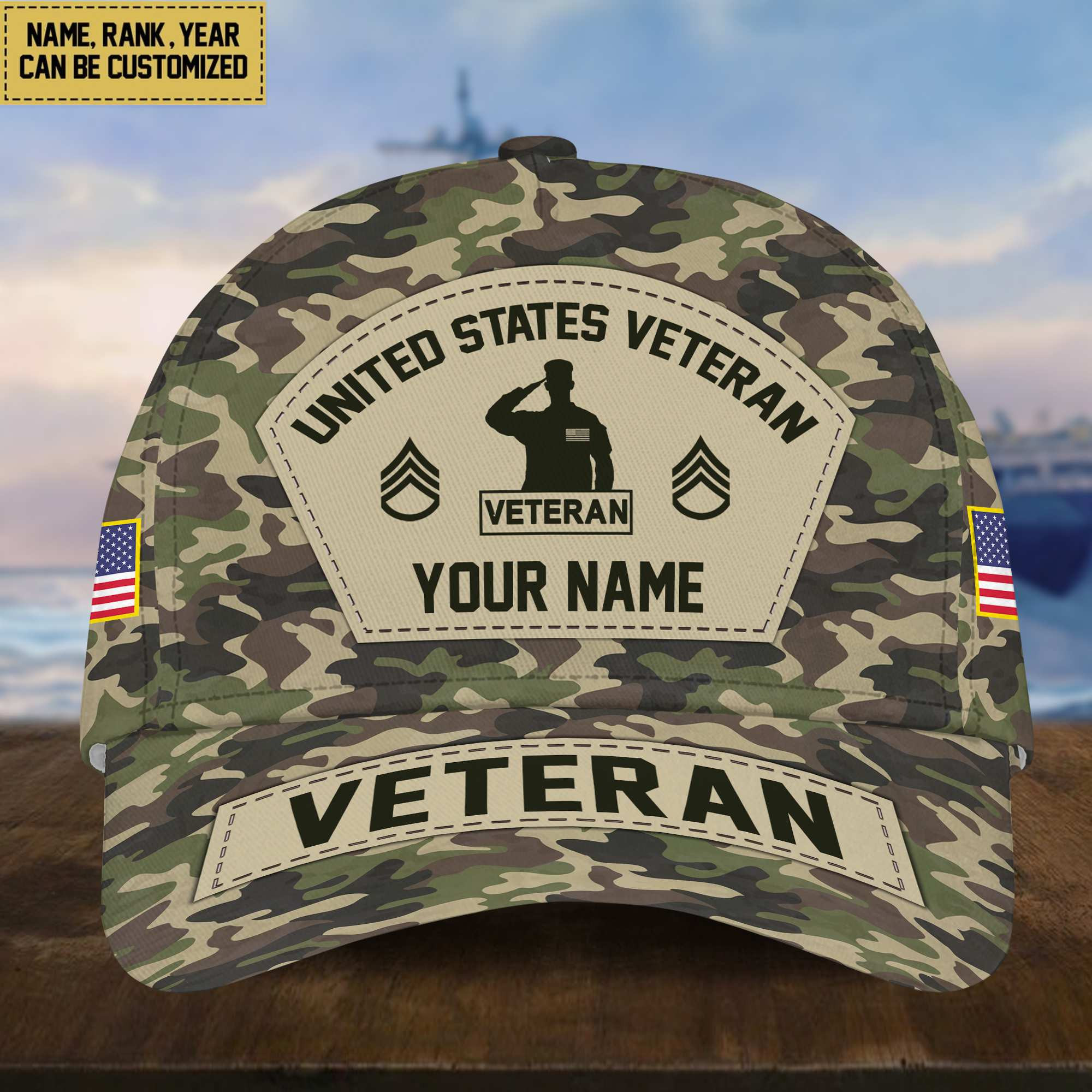 Personalized US Veteran Hat – Custom Military Rank Name And Cap Printing VPVC001307