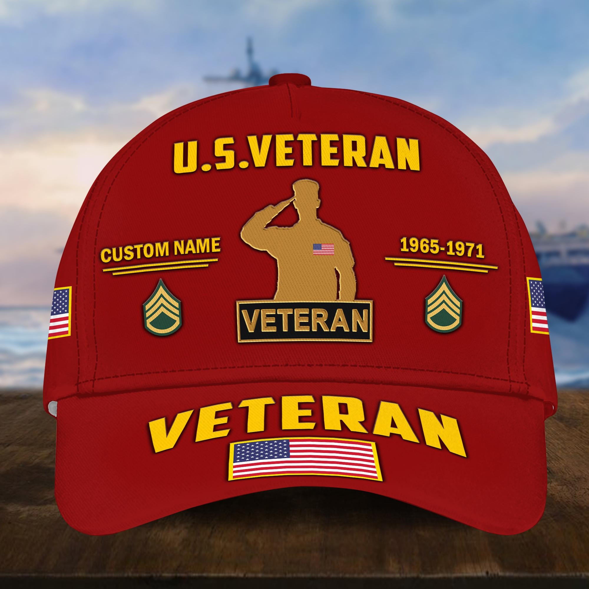 Customized US Veteran Hat Printed Classic Cap Personalized With Name, Rank, Years Of Service Military Style Baseball cap Caps VPVC001507