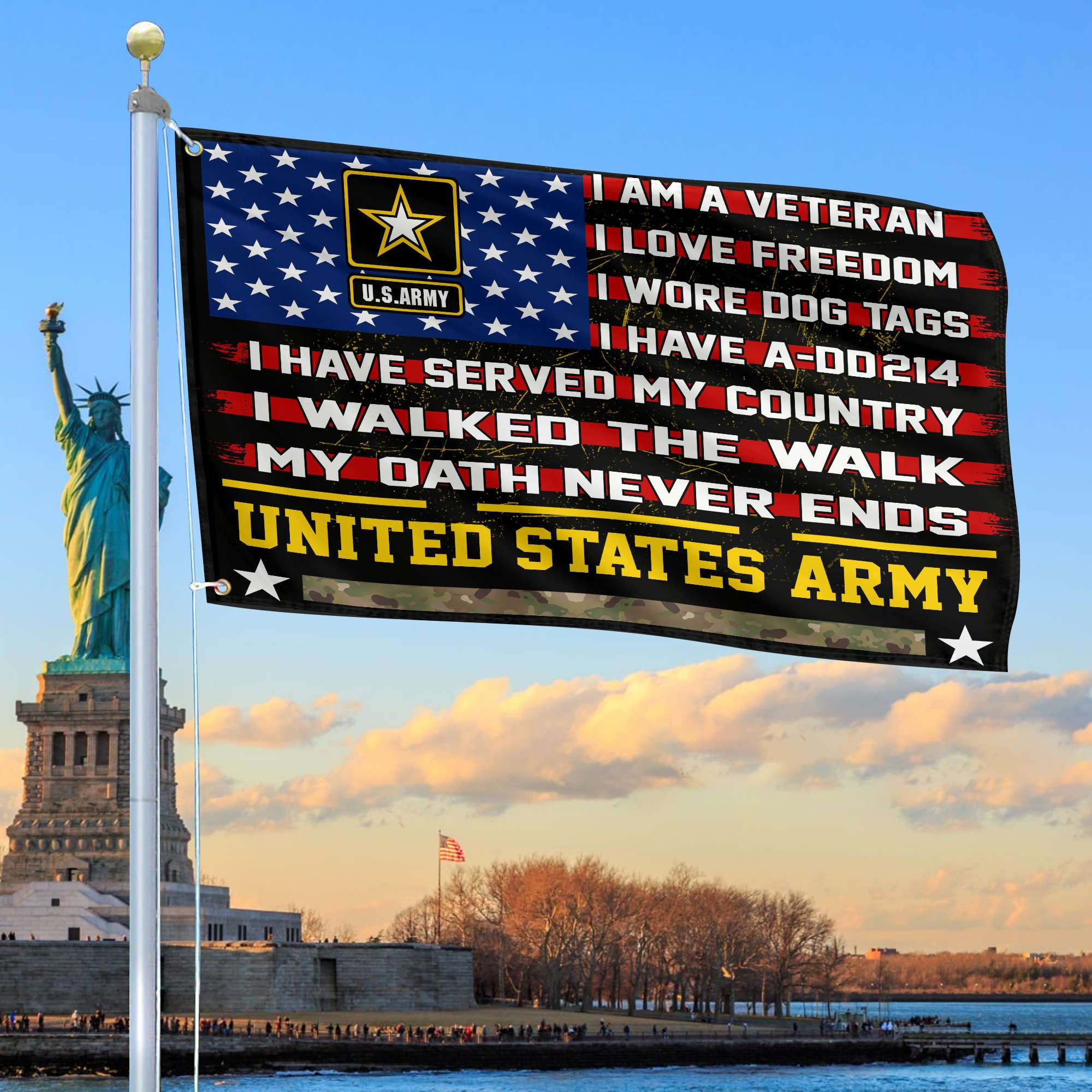 Premium US Army Veteran Grommet Flag Gift For Veterans Day, Father’s Day, Memorial Day VPVC100101