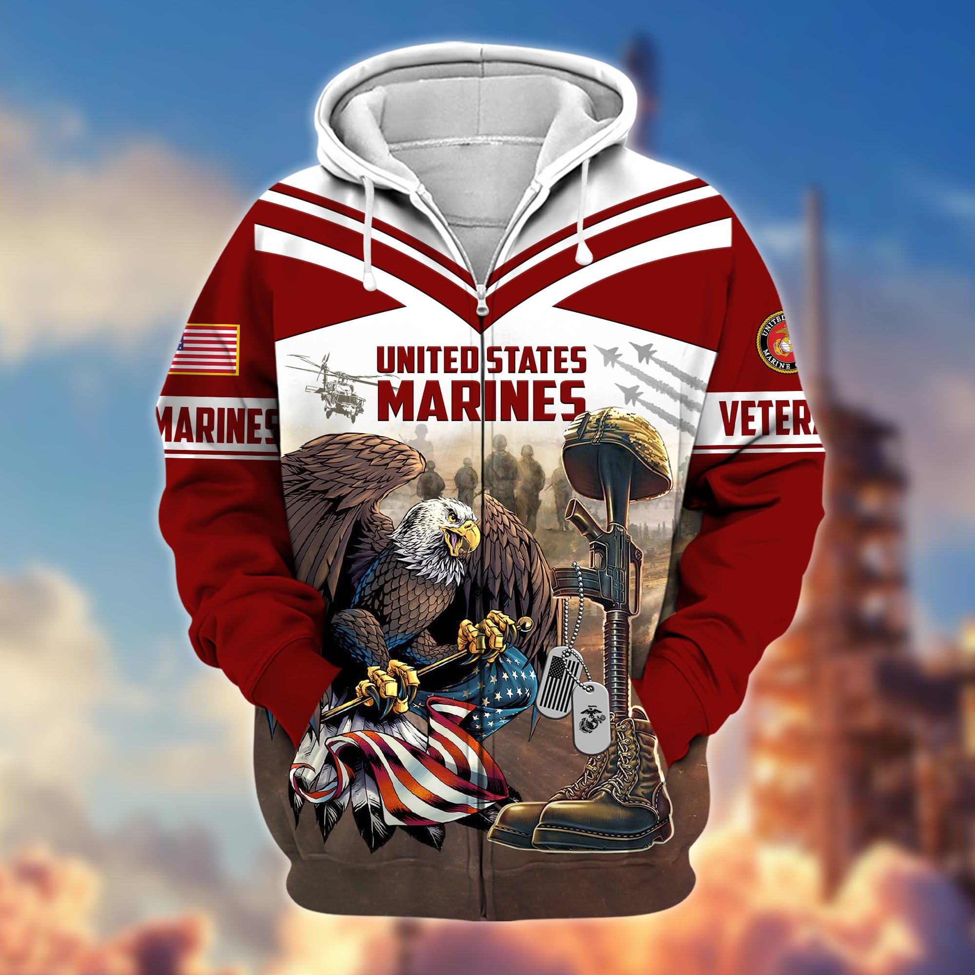 Premium United States Marine Corps Zip Up Hoodie APVC140512