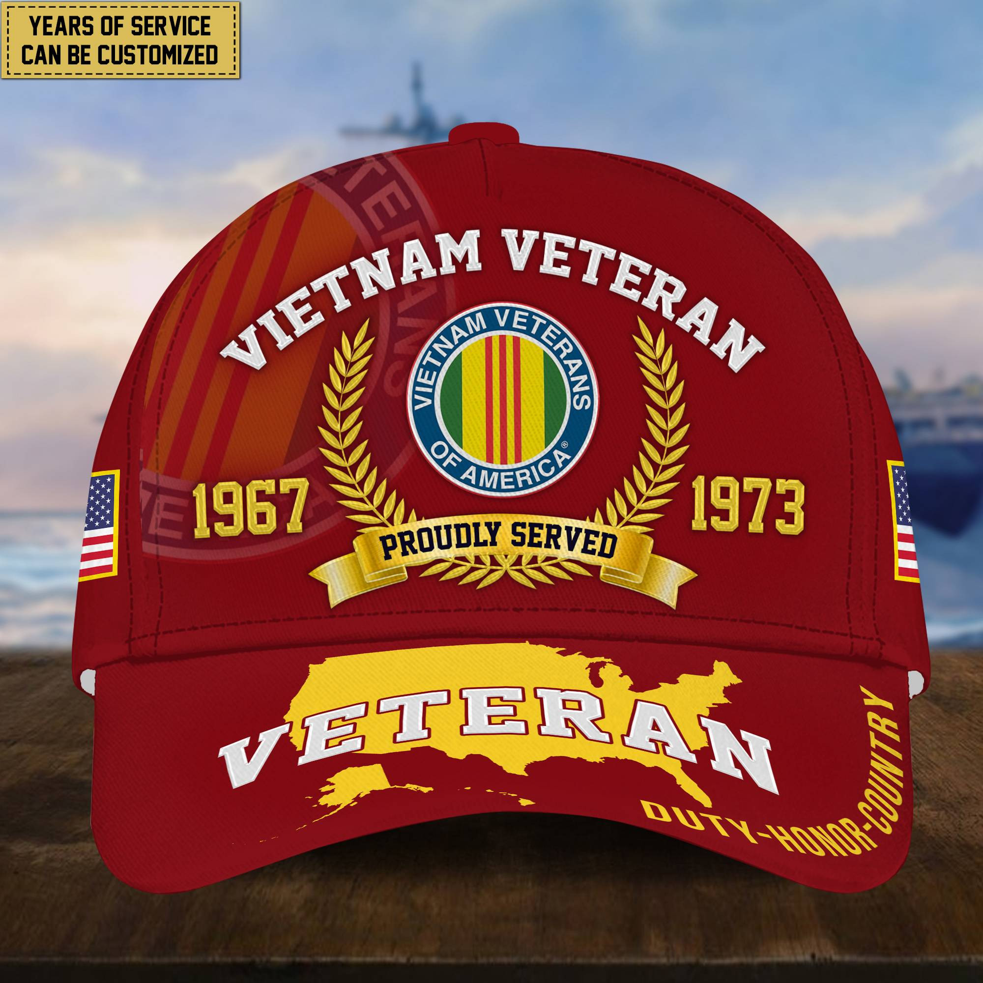 Personalized Vietnam Veteran Hat – Custom Years of Service, Gift For Vietnam Veteran VPVC001806