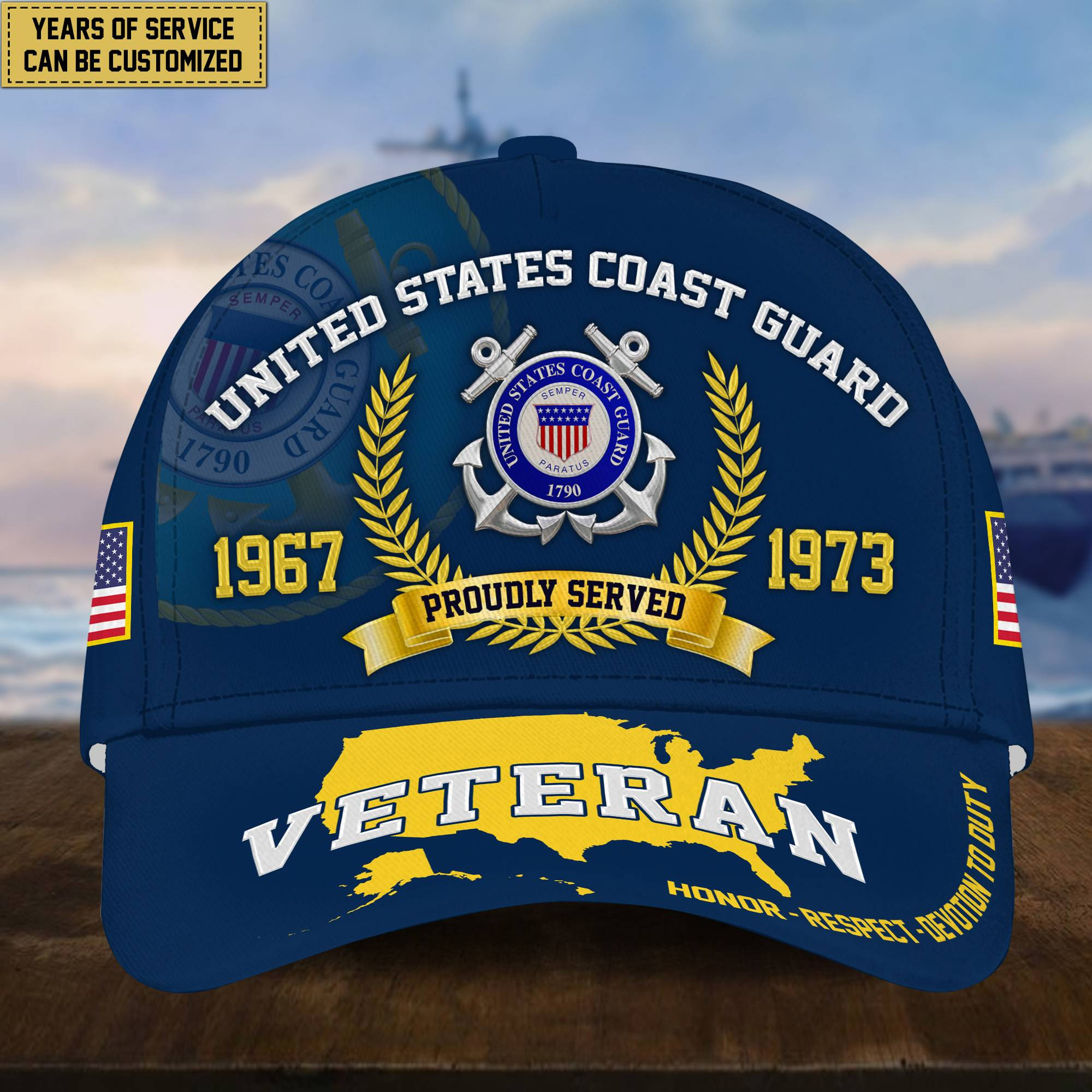 Personalized USCG Veteran Hat – Custom Years of Service, Gift For US Coast Guard Veteran VPVC001805