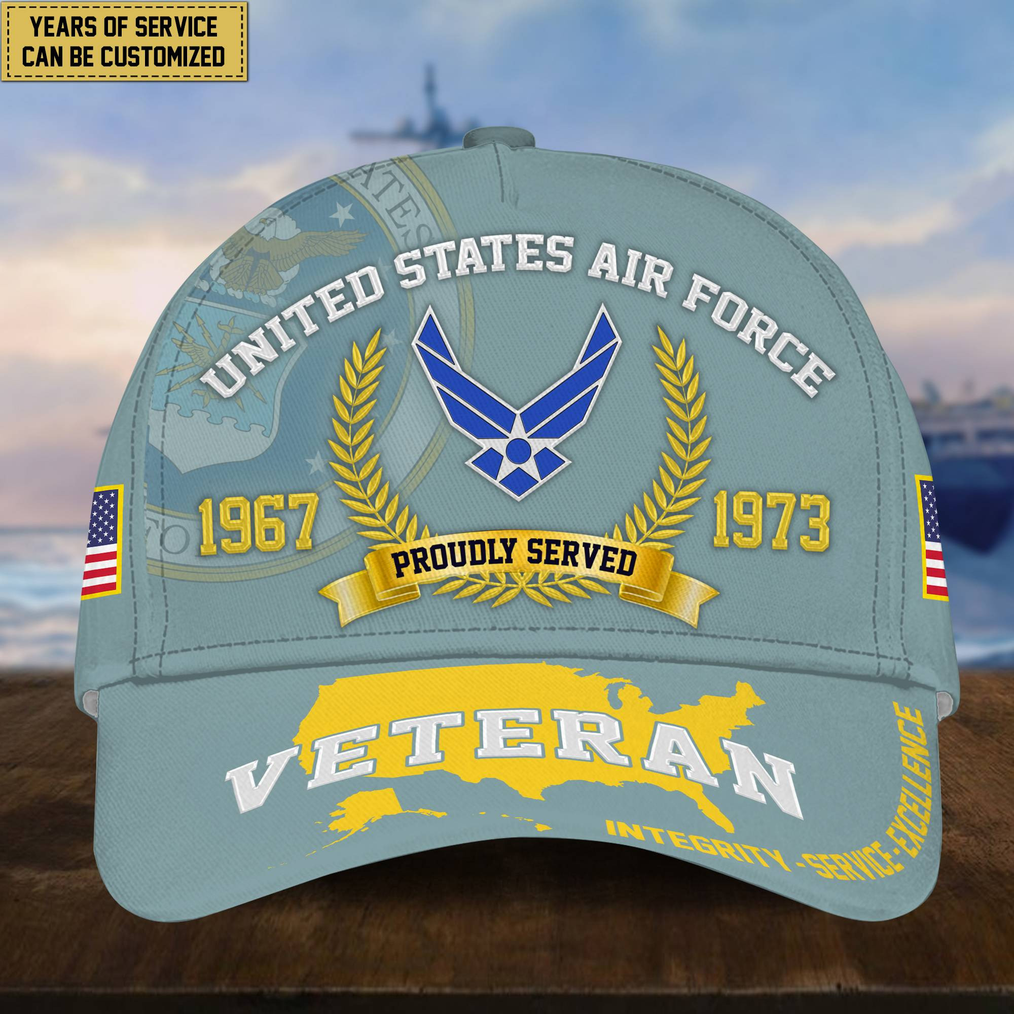 Personalized USAF Veteran Hat – Custom Years of Service, Gift For US Air Force Veteran VPVC001804