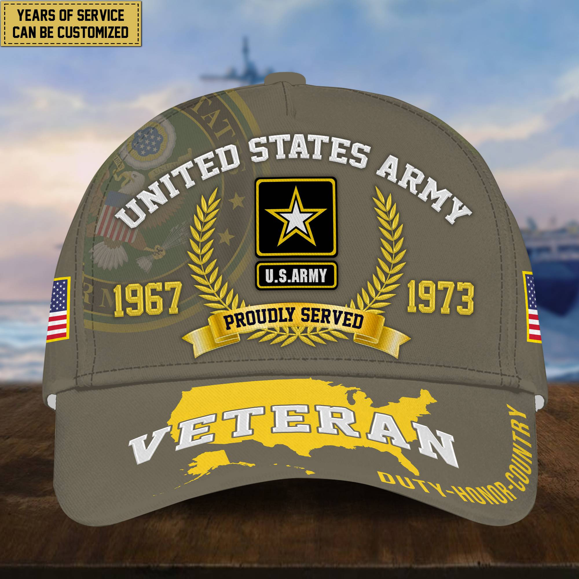 Personalized US Army Veteran Hat – Custom Years of Service, Gift For US Army Veteran VPVC001801