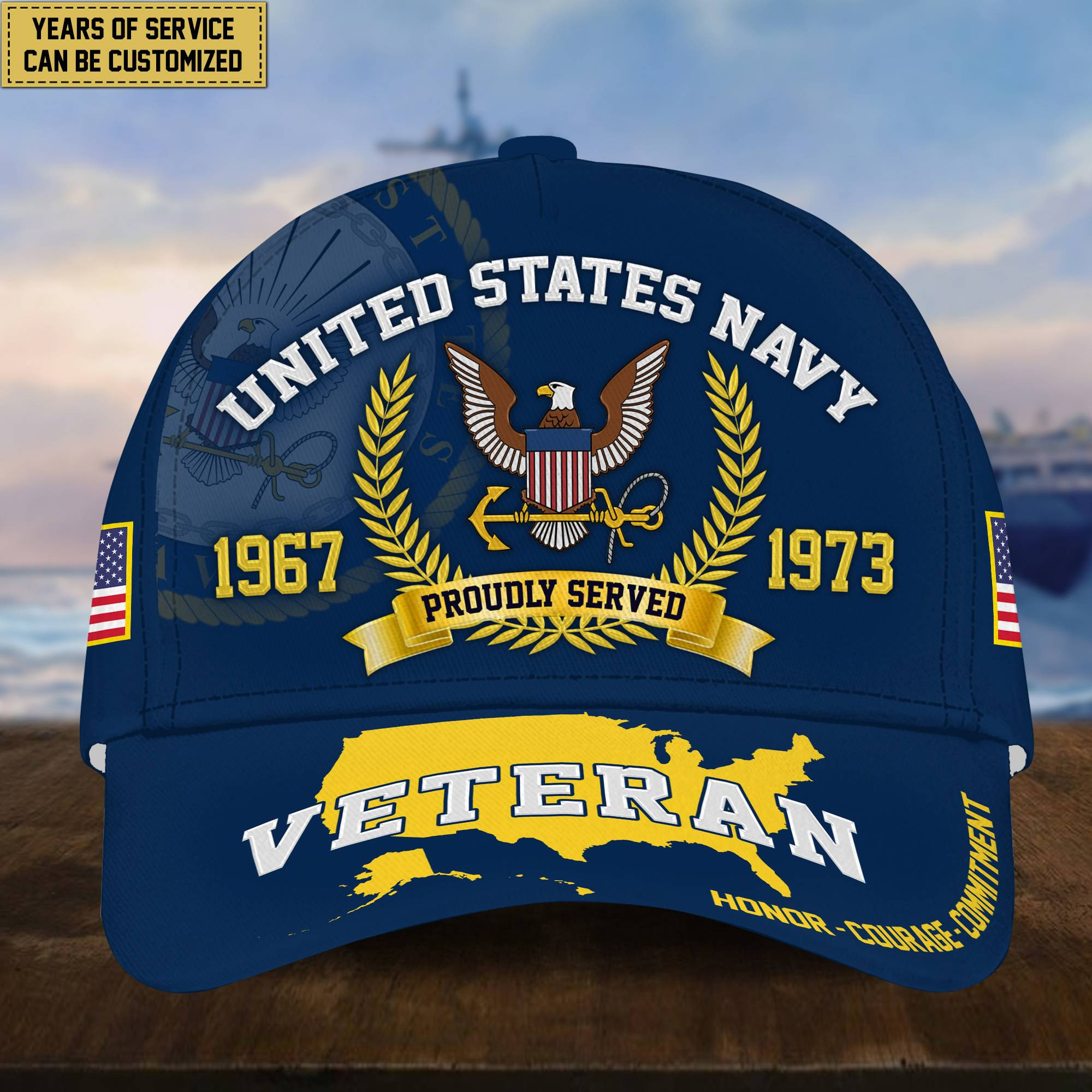Personalized US Navy Veteran Hat – Custom Years of Service, Gift For US Navy Veteran VPVC001802