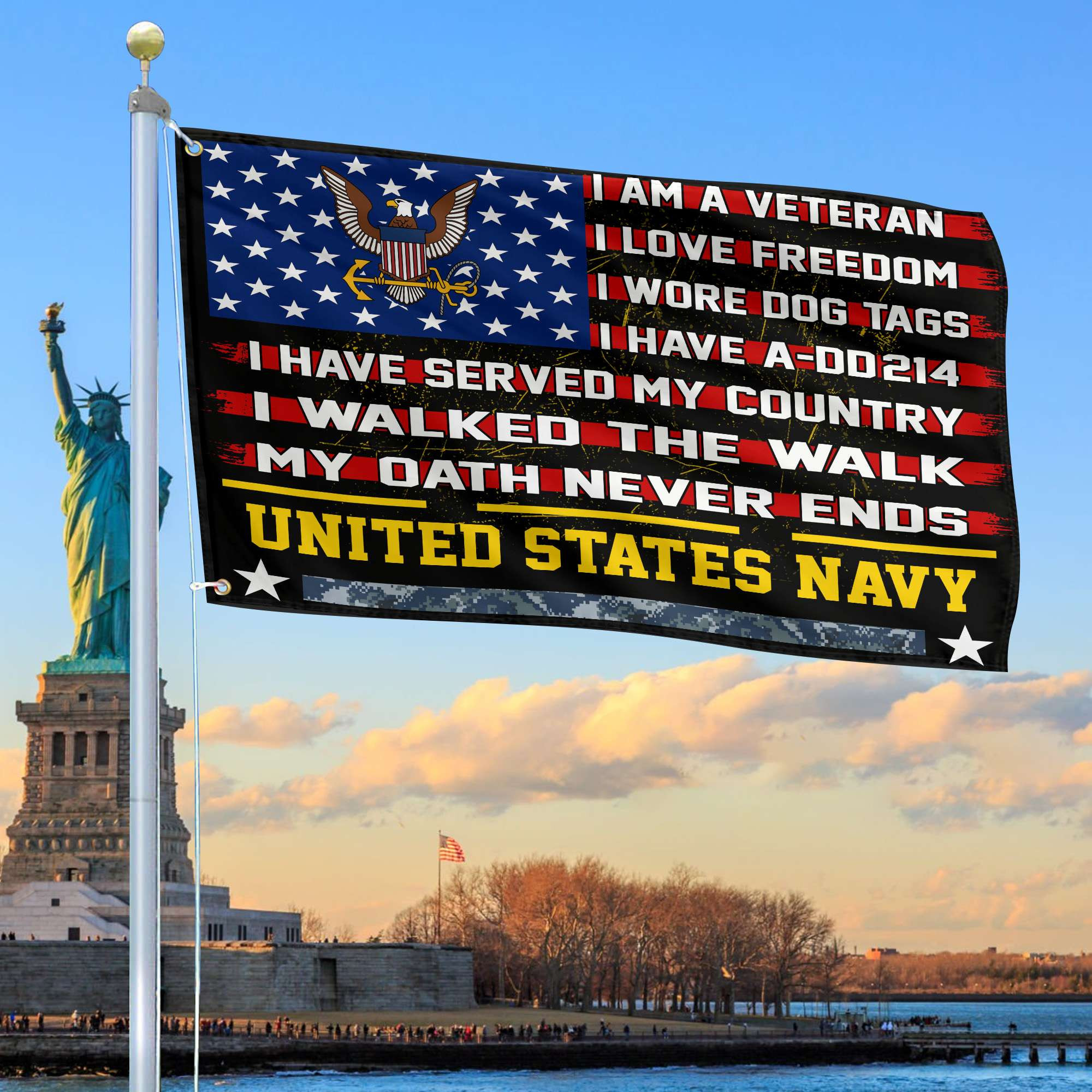 Premium US Navy Veteran Grommet Flag Gift For Veterans Day, Father’s Day, Memorial Day VPVC100102