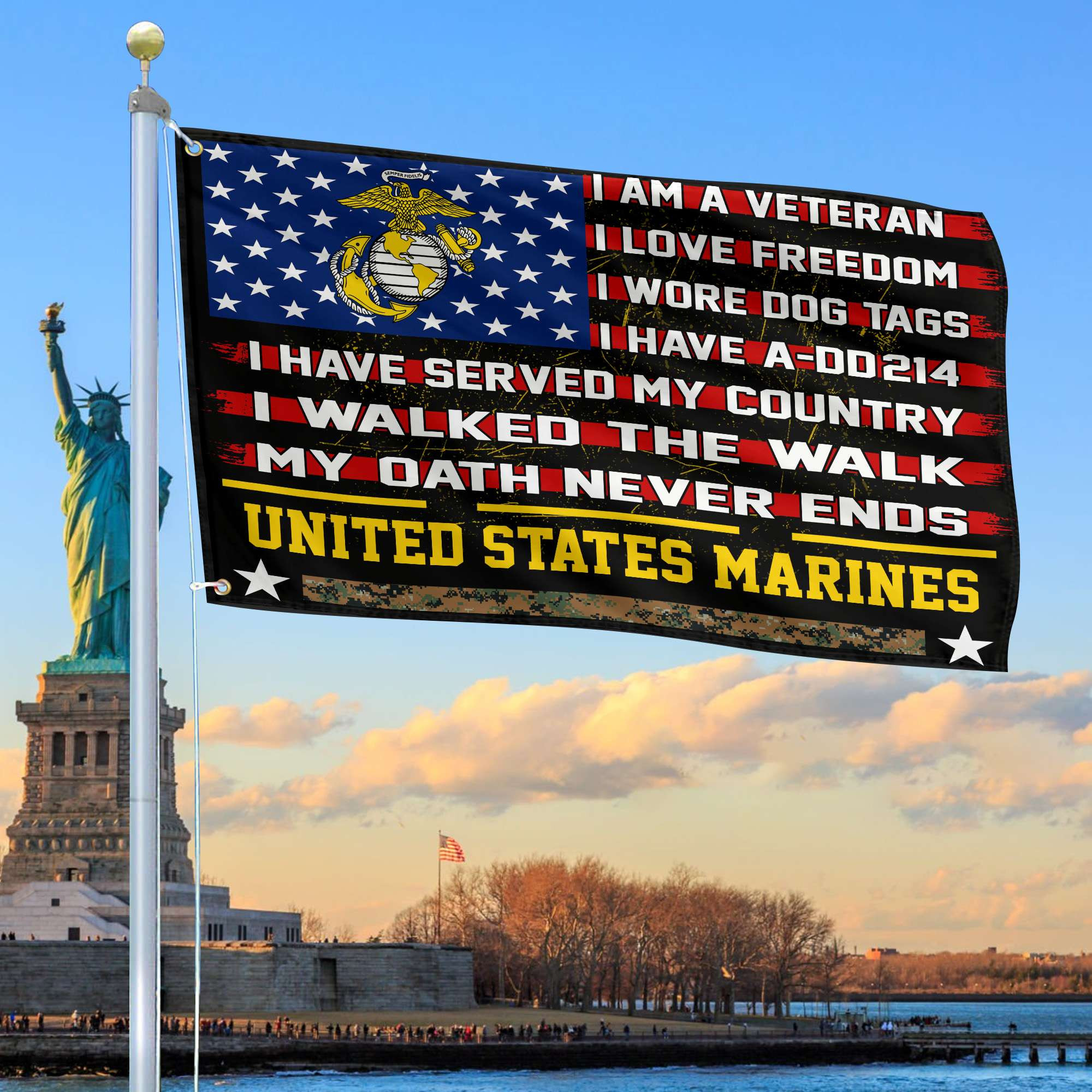 Premium US Marines Veteran Grommet Flag Gift For Veterans Day, Father’s Day, Memorial Day VPVC100103