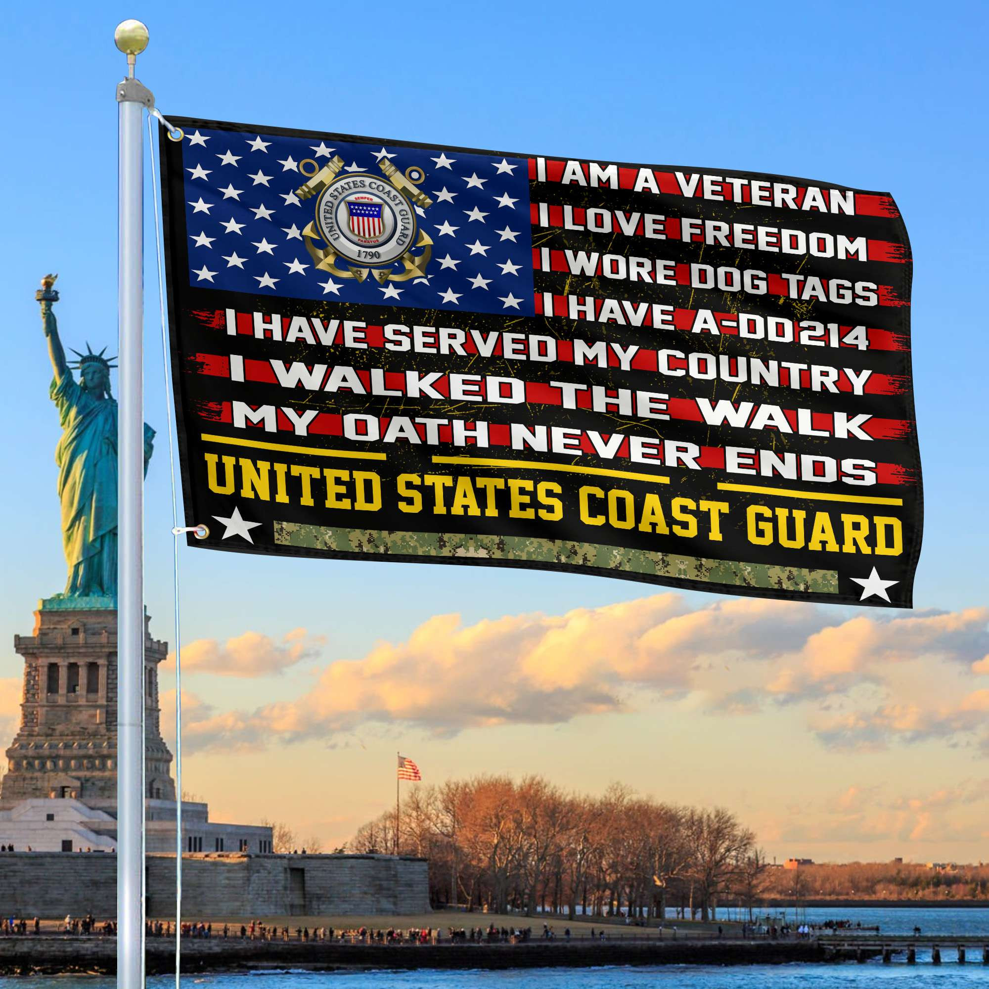 Premium USCG Veteran Grommet Flag Gift For Veterans Day, Father’s Day, Memorial Day VPVC100105