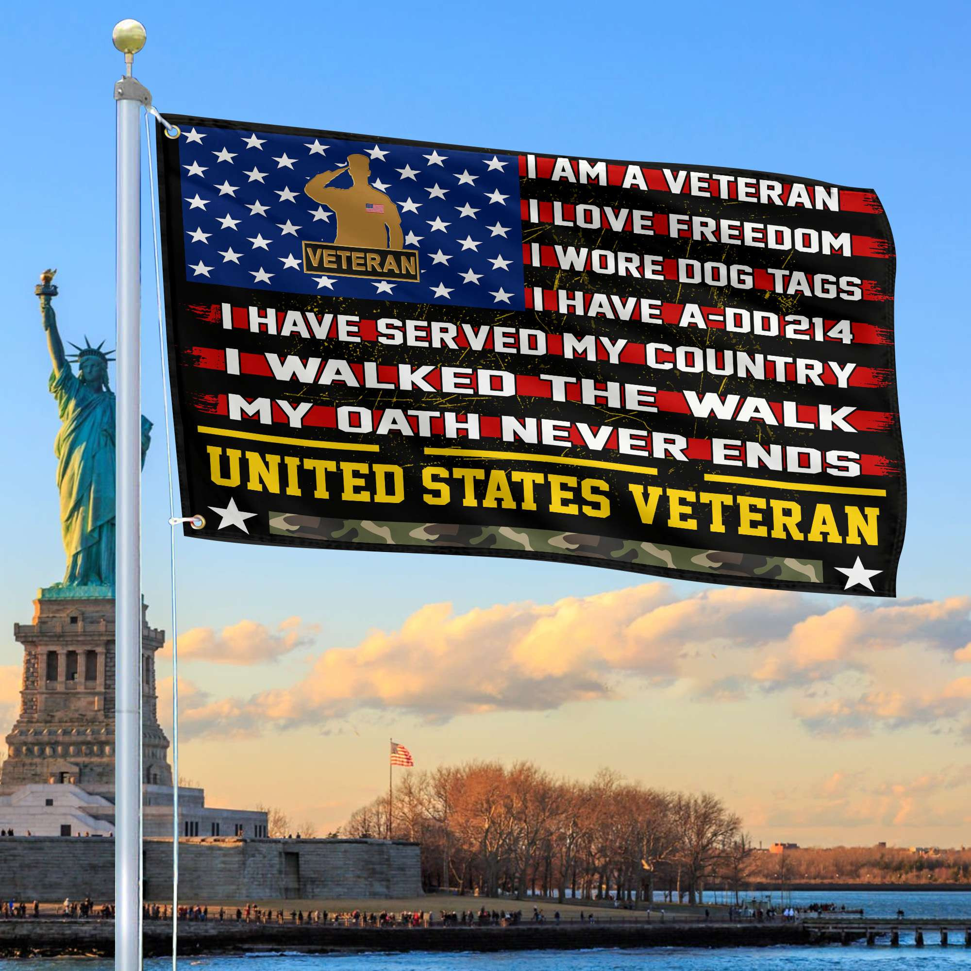Premium US Veteran Grommet Flag Gift For Veterans Day, Father’s Day, Memorial Day VPVC100107