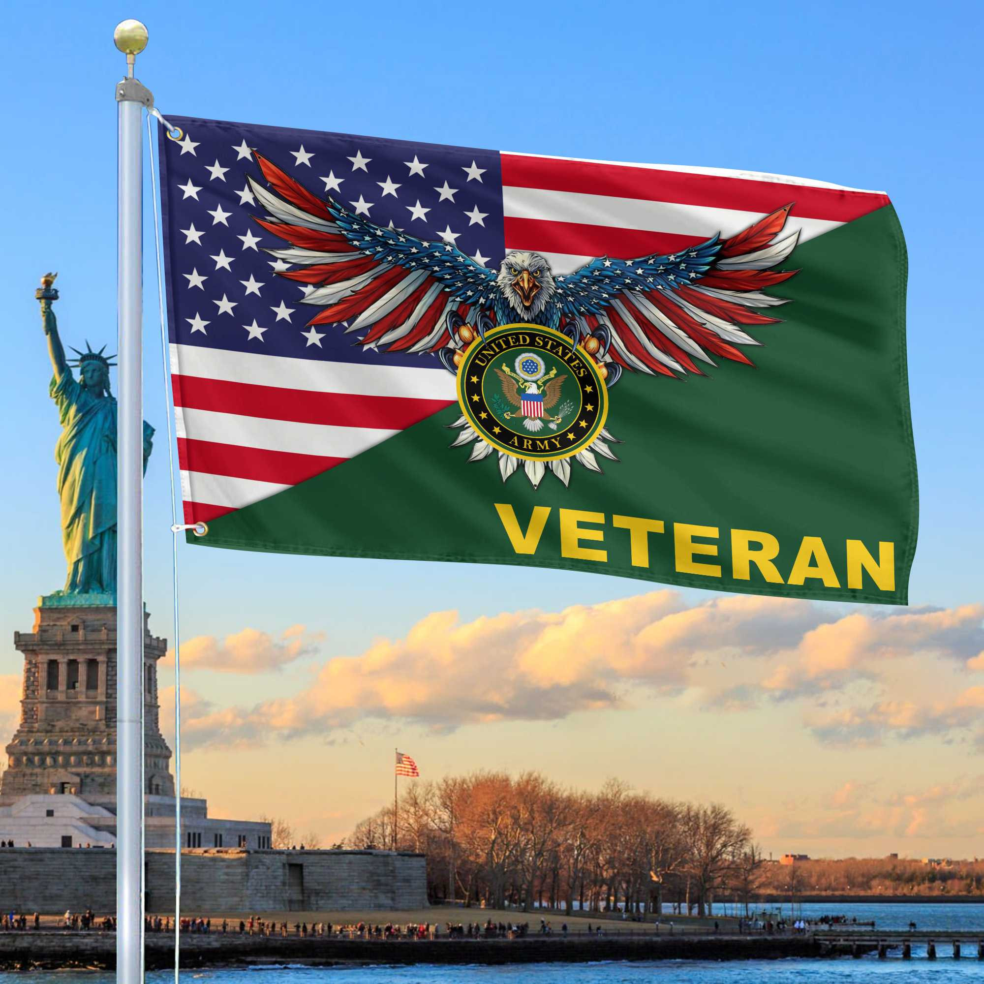 Premium US Army Grommet Flag Gift For Veterans Day, Father’s Day, Memorial Day VPVC100401