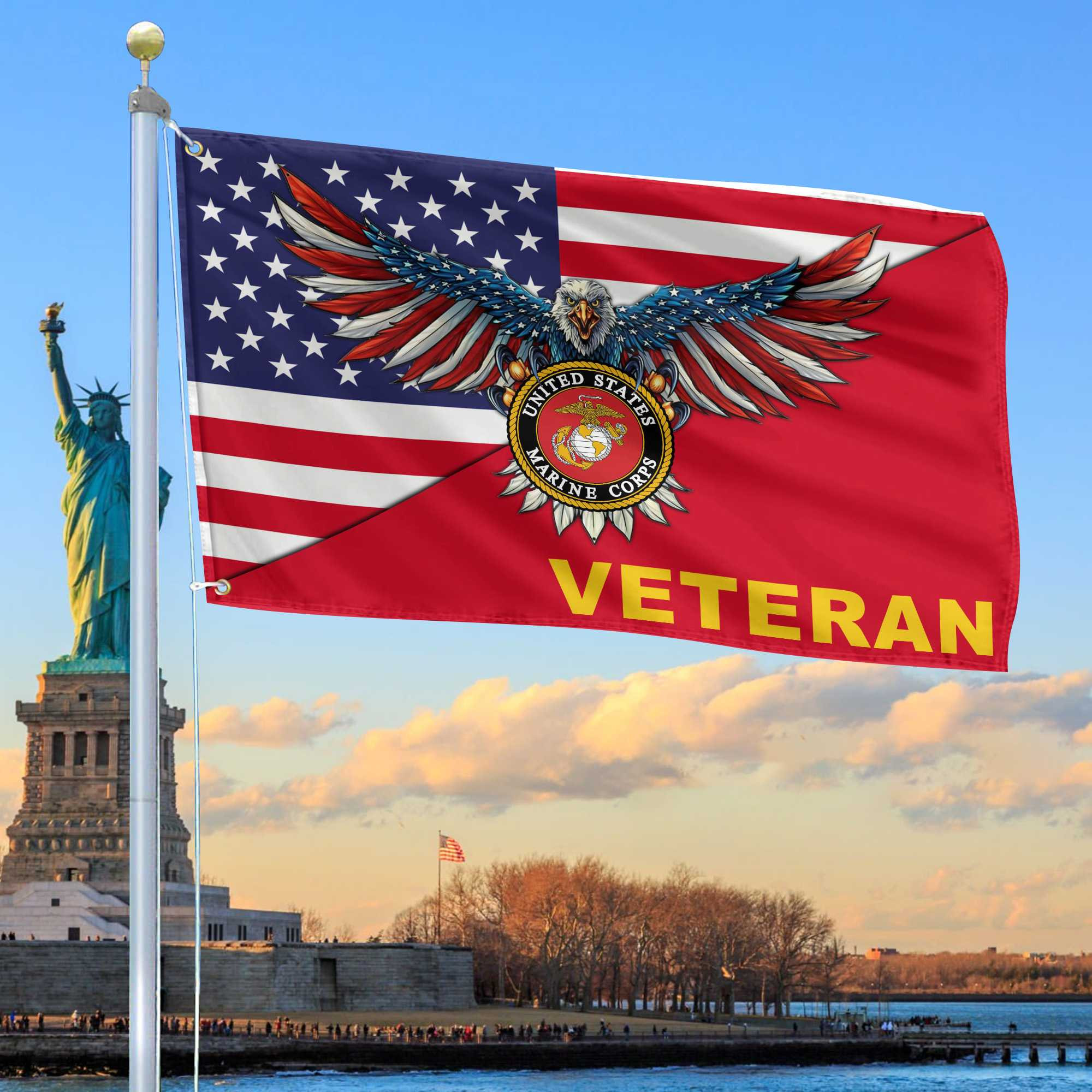 Premium US Marine Grommet Flag Gift For Veterans Day, Father’s Day, Memorial Day VPVC100403