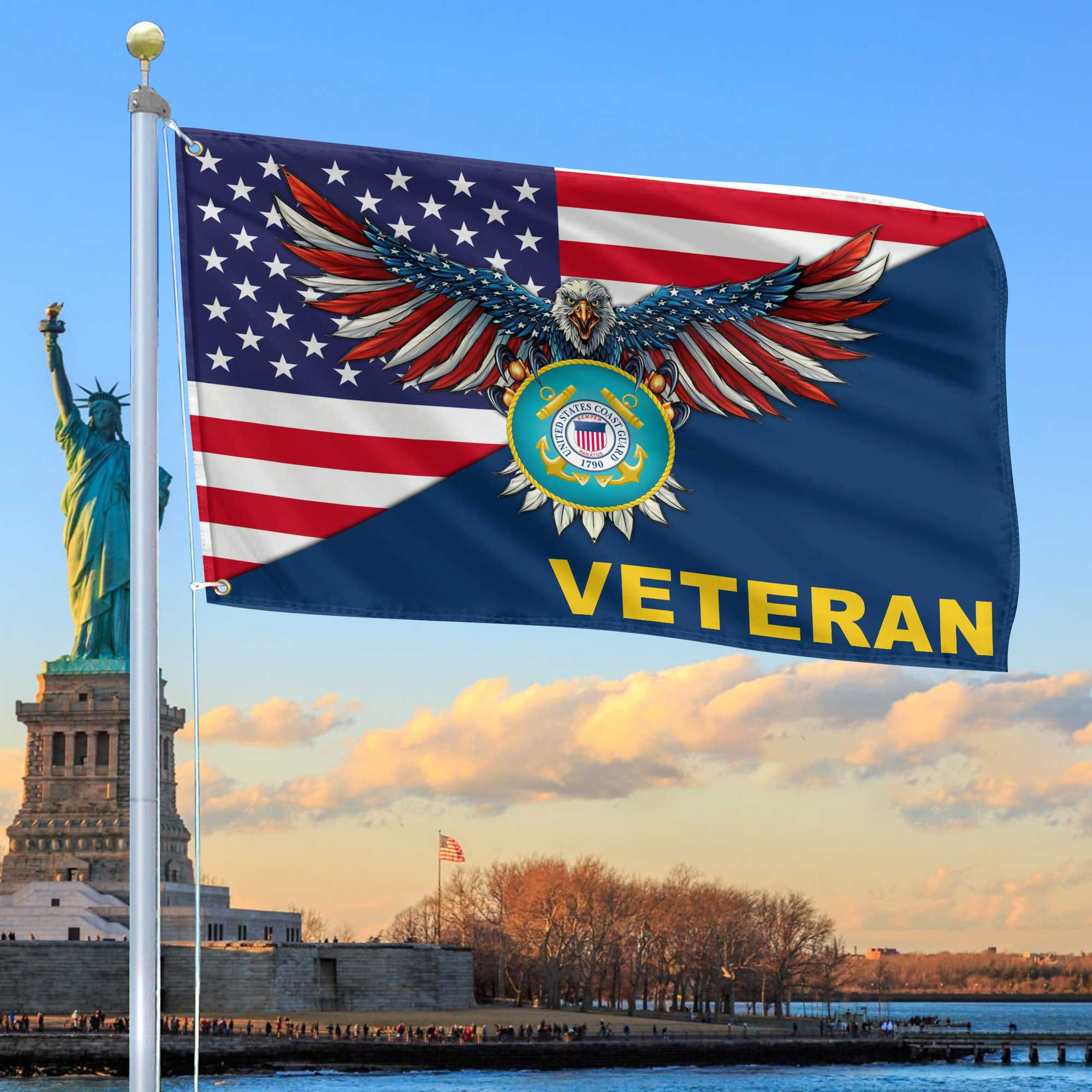 Premium USCG Grommet Flag Gift For Veterans Day, Father’s Day, Memorial Day VPVC100405