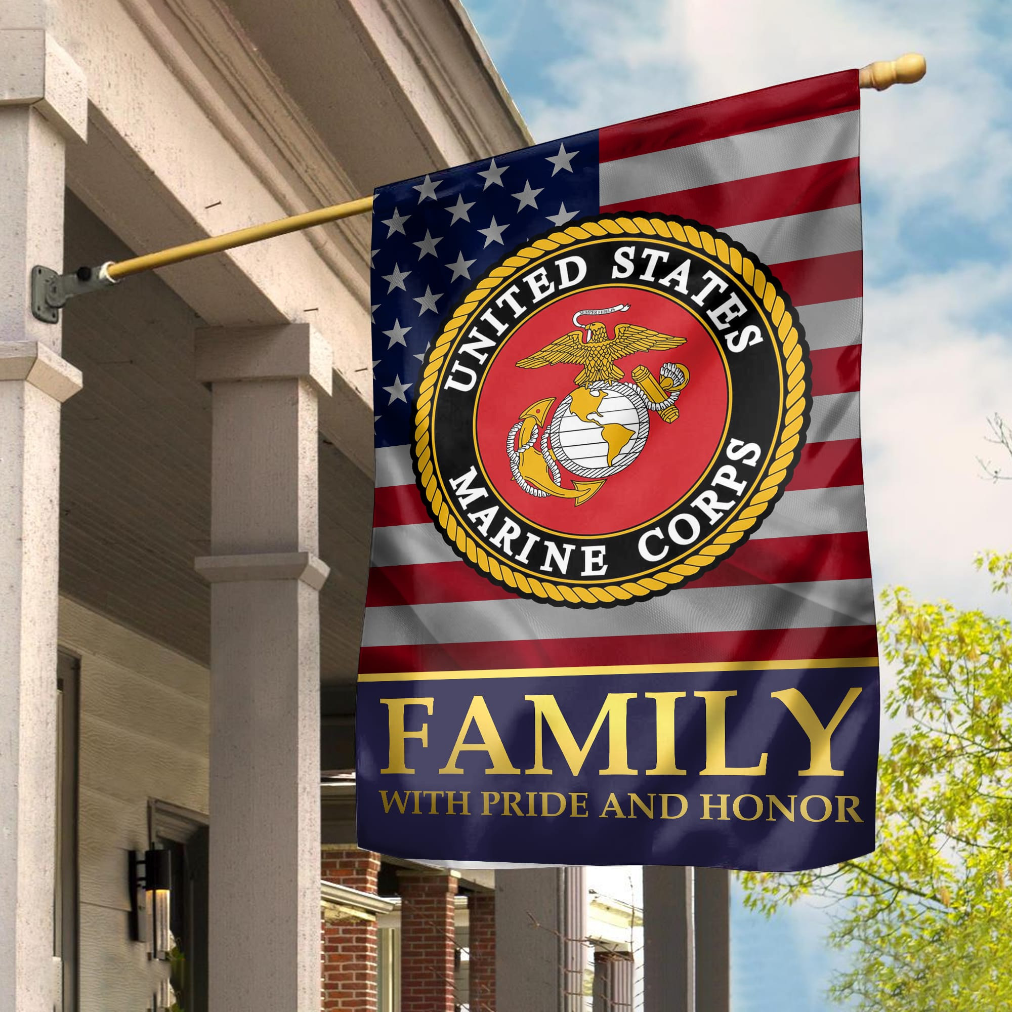 USMC Garden Flag – House Flag, Marine Family With Pride And Honor VPVC100903